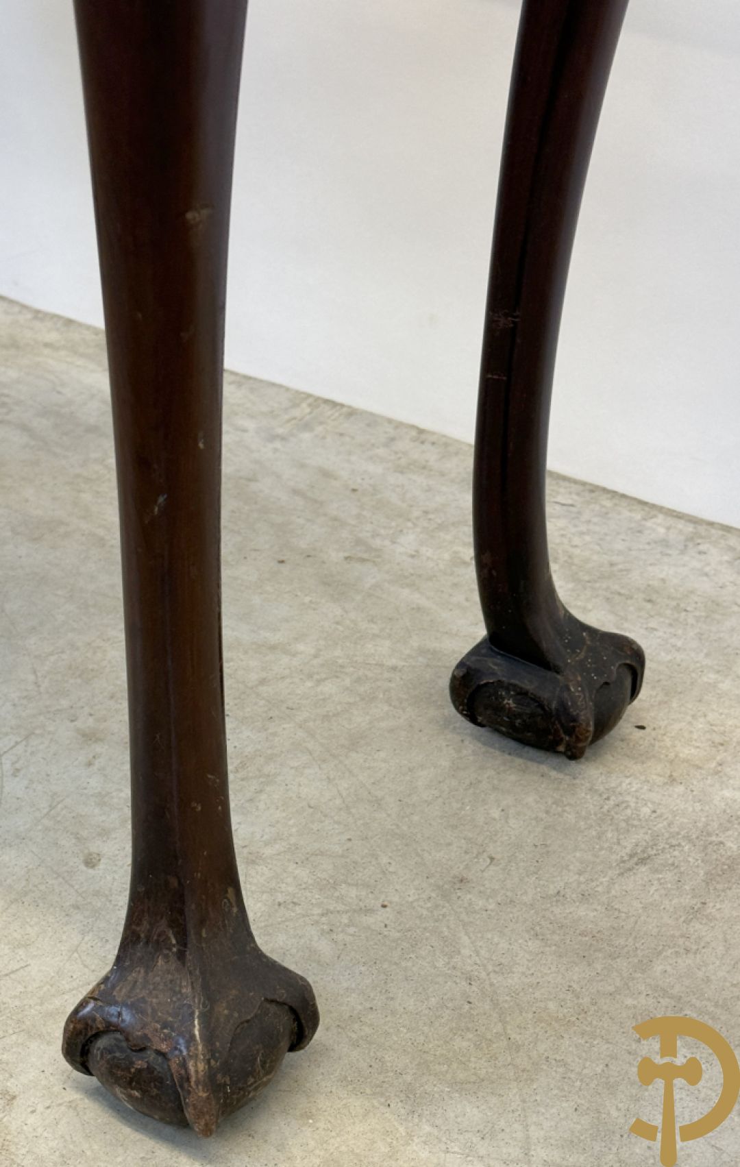 Openklapbare notelaren speeltafel met lade, op klauwepootjes, Queen Anne