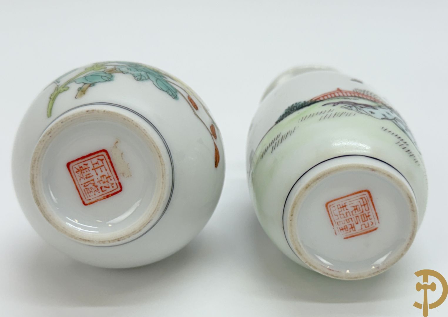 Chinees porseleinen vaasje met bloemendecor, Qinglong + 2 republieksvaasjes + porseleinen damesfiguur