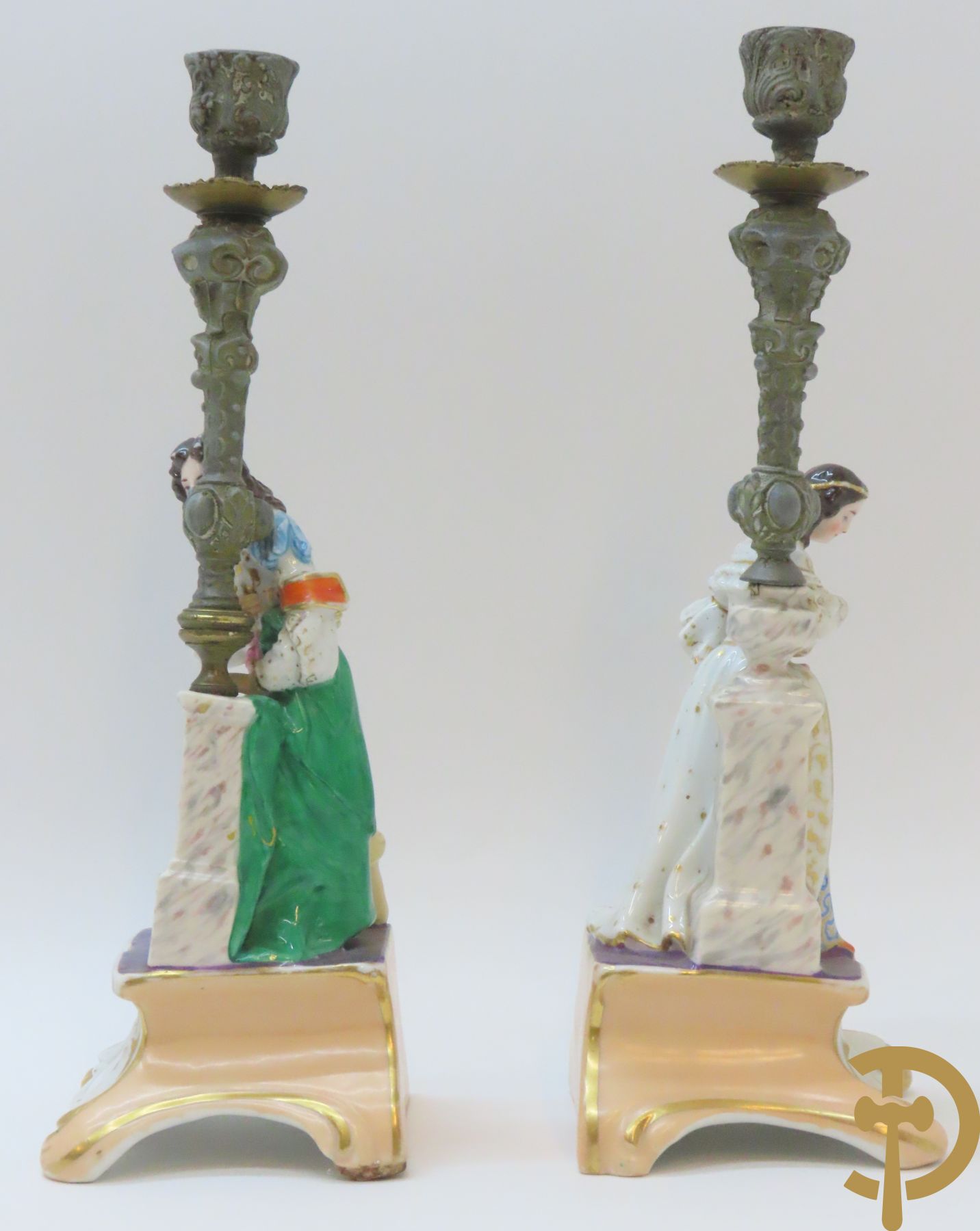 Paar porseleinen kandelaars Vieux Paris, 19e