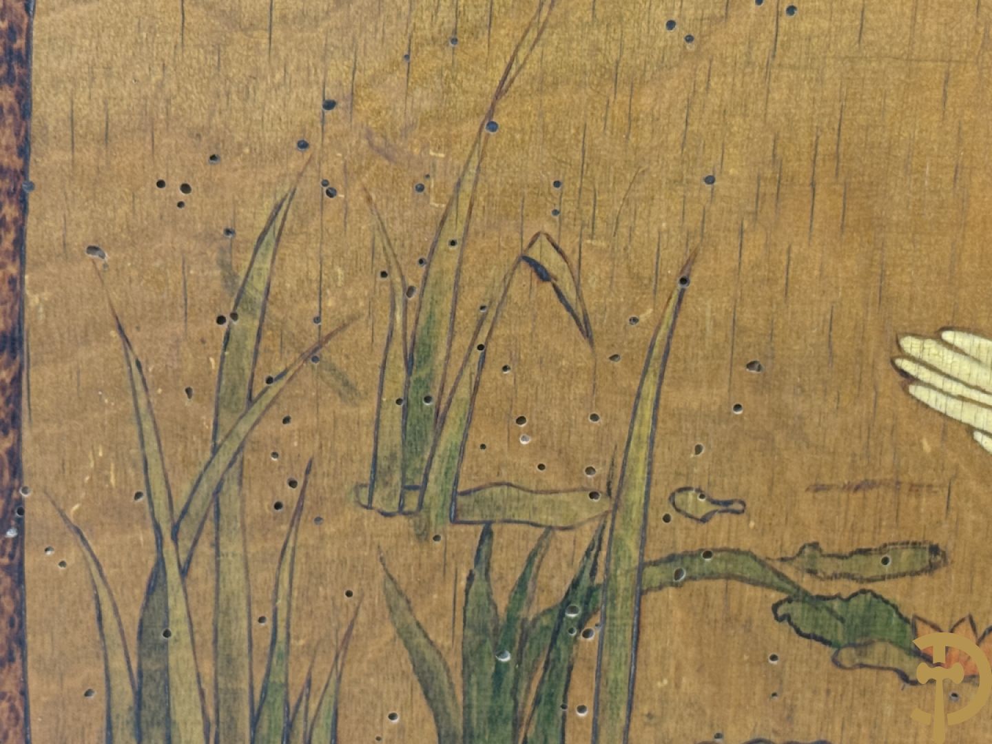 Art Nouveau paneel met pyrografie 