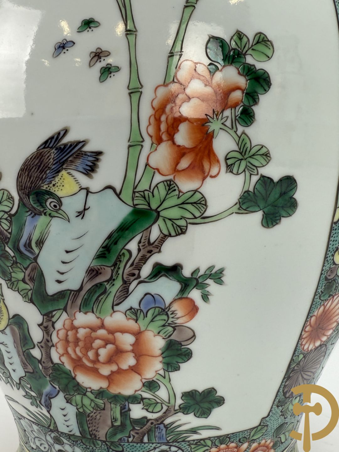 Chinese porseleinen dekselvaas met bloemen- en vogeldecor