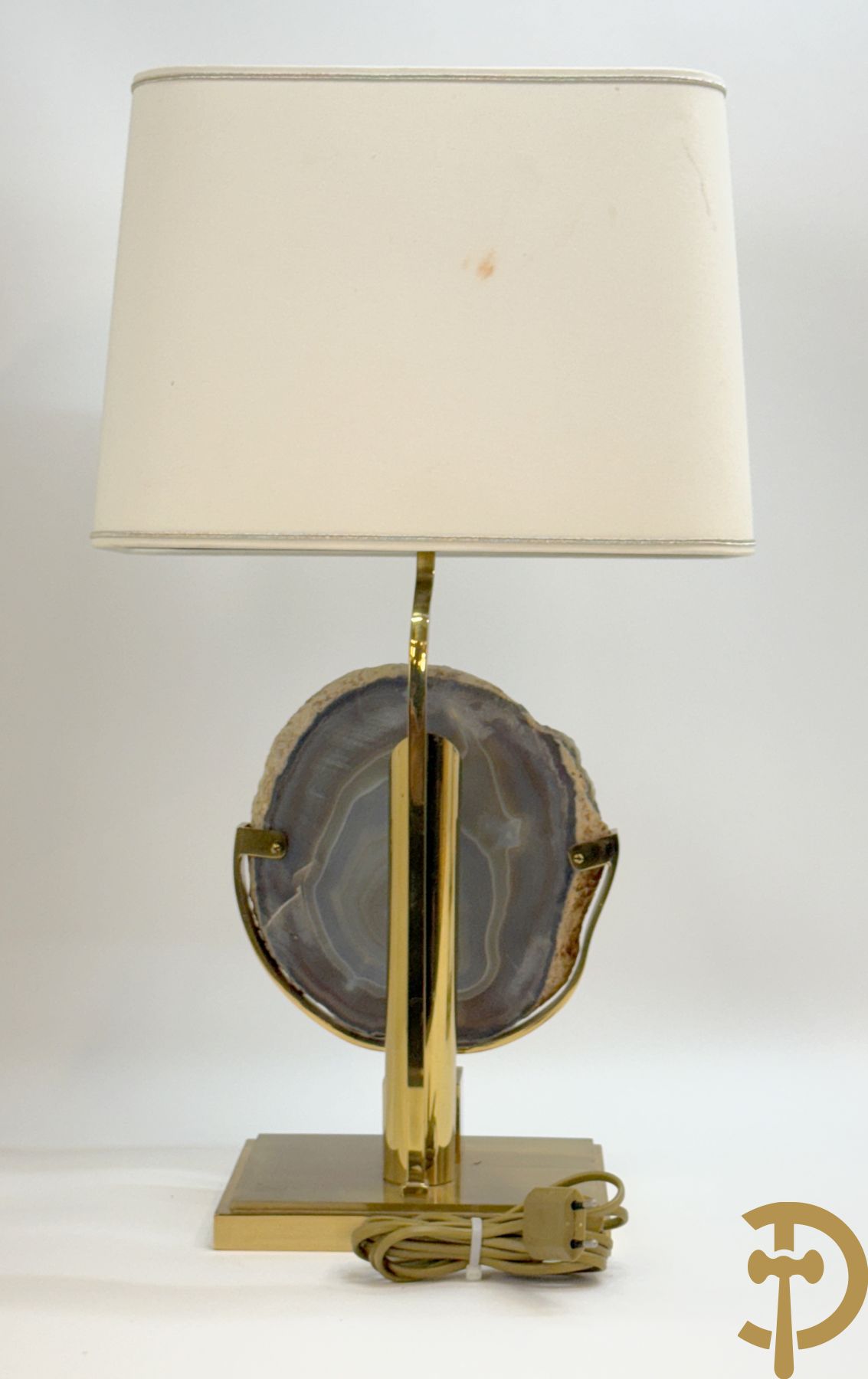 Twee vintage koperen lampadaires met agaat en 1 met koraal