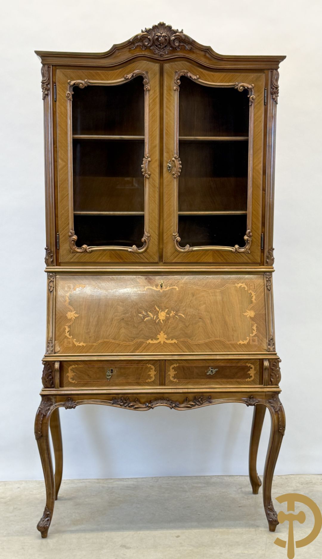 Notelaren secretaire met vitrine, Louis XV