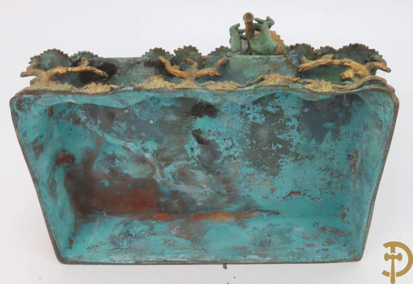 Bronzen Thibetaanse fo-hond als lampadaire + 2 bronzen musicerende boedhistische figuren