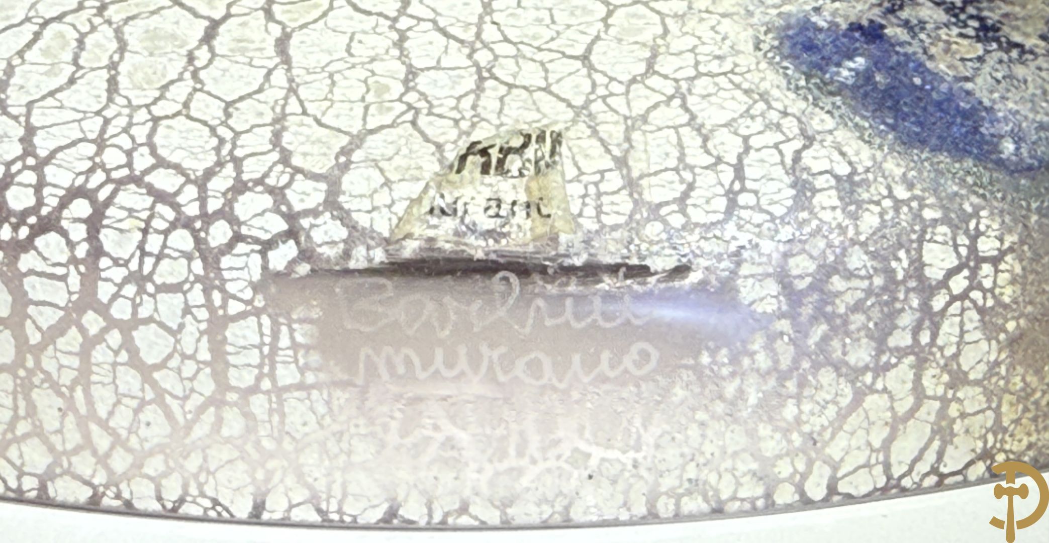 Tafellampadaire in geïriseerd kleurig glas met chromé afwerking, BARDINI getekend