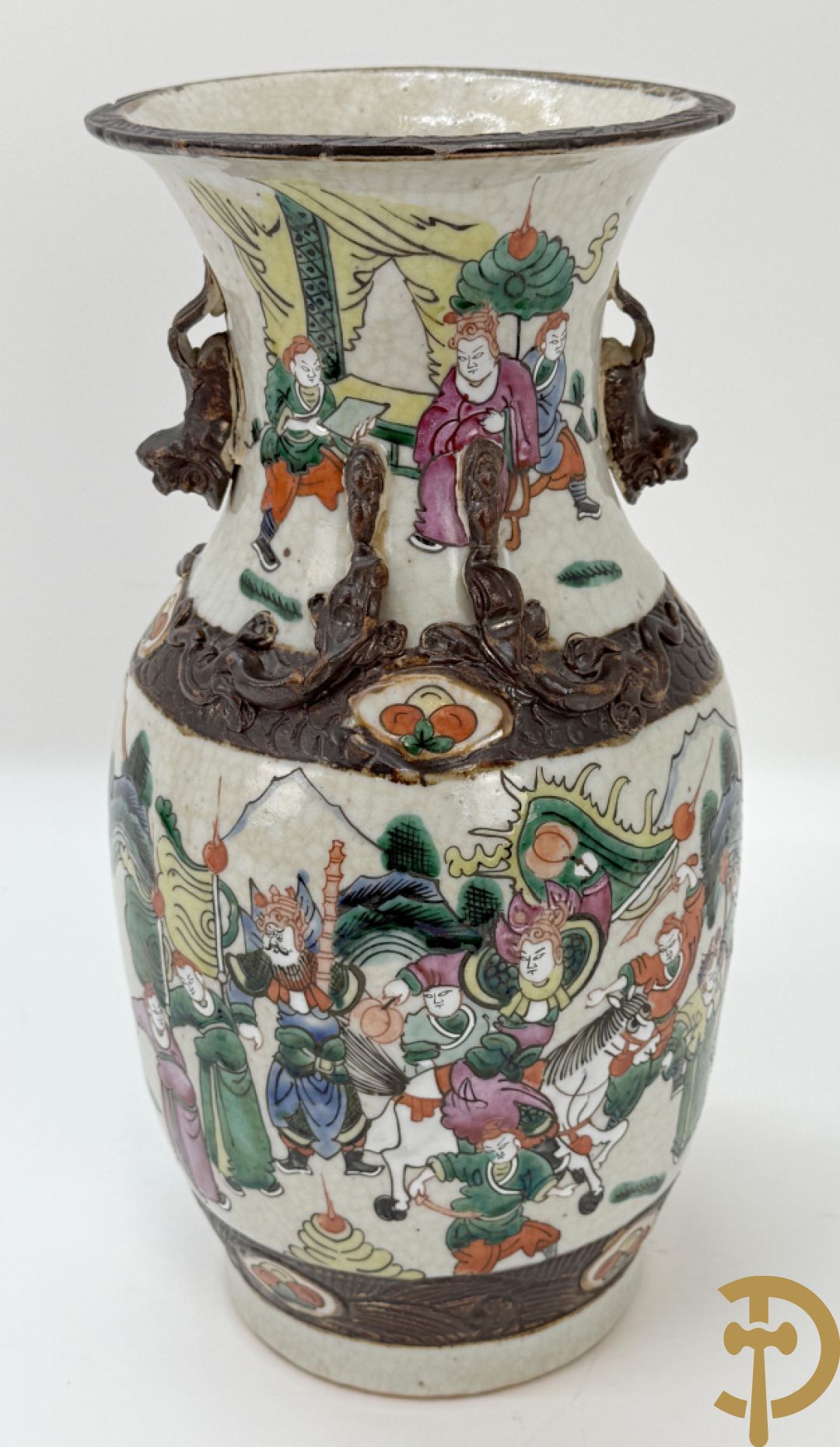 Paar Nankin vazen met krijgerdecor