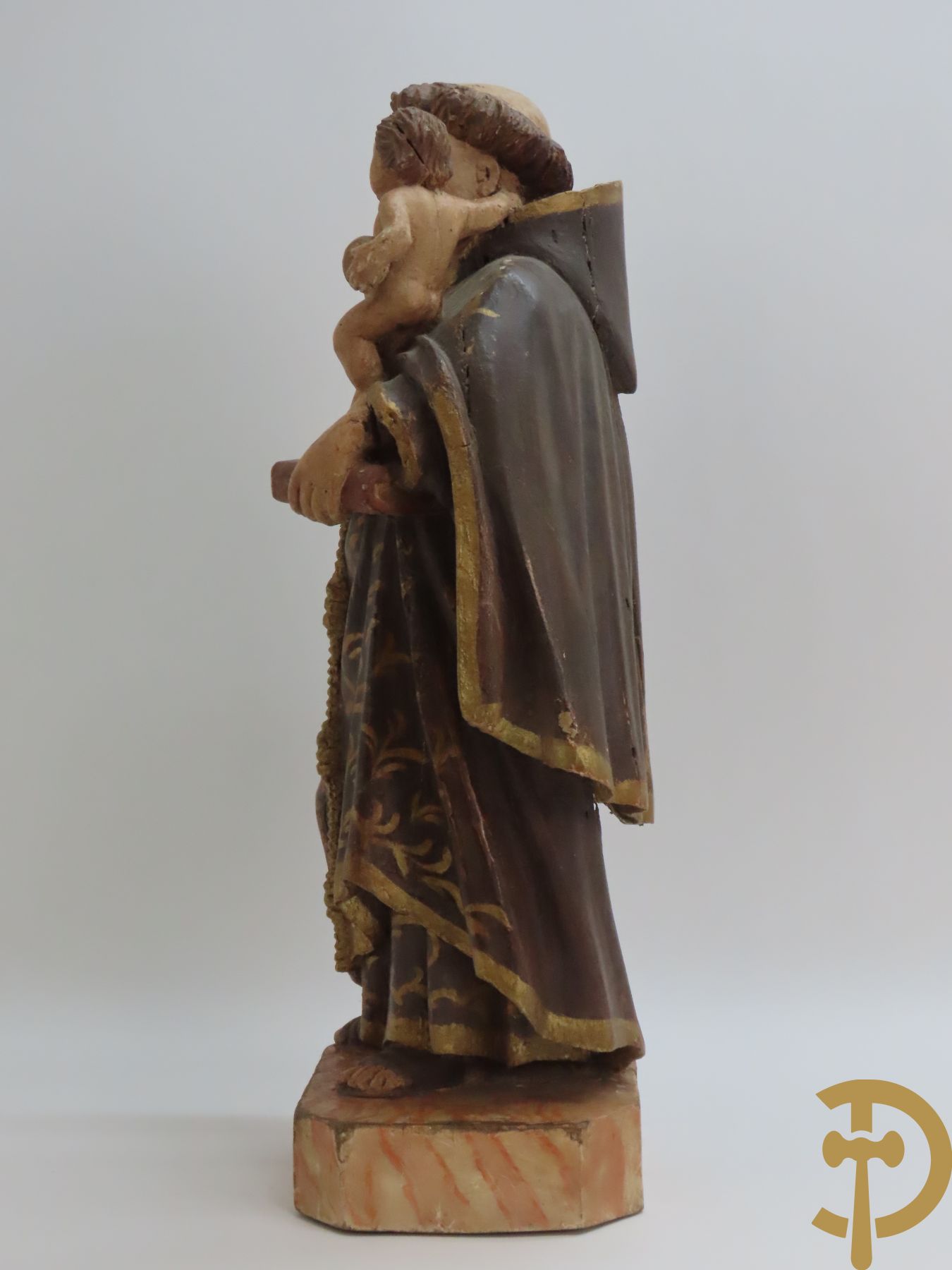Gepolychromeerde houtsculptuur Sint Antonius