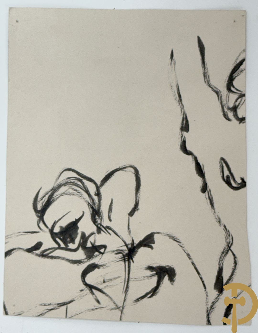 HARTUNG (Hans) getekend Moderne abstracte inkttekening + modern abstract werk inkttekening