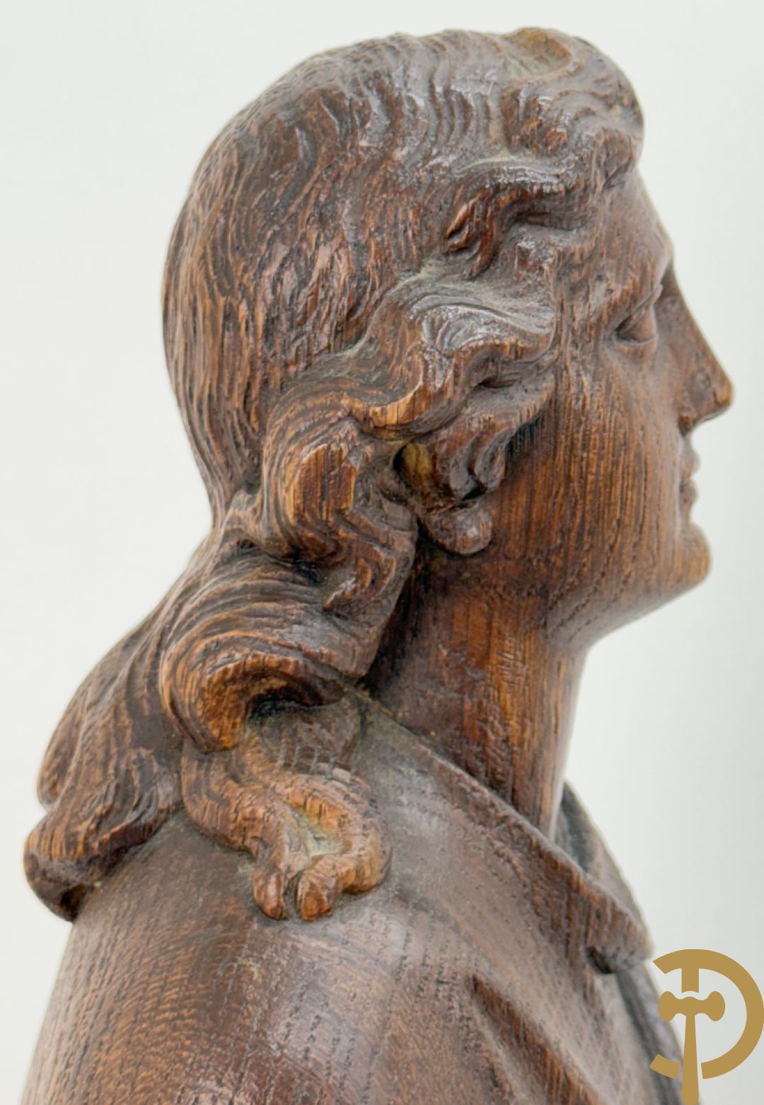 Eiken houtsculptuur van evangelist, laat 19e