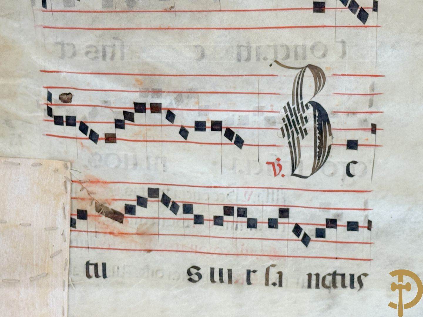 Perkamenten uittreksel uit een gezangenboek met Latijnse gekaligrafeerde letter