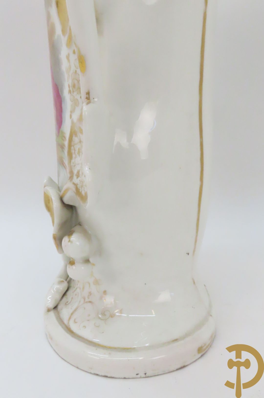 Paar porseleinen Vieux Paris vazen met decor van lieftallige dames