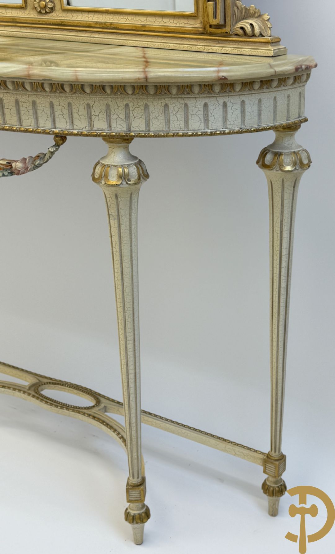 Console + gepolychromeerde spiegel, Louis XVI stijl