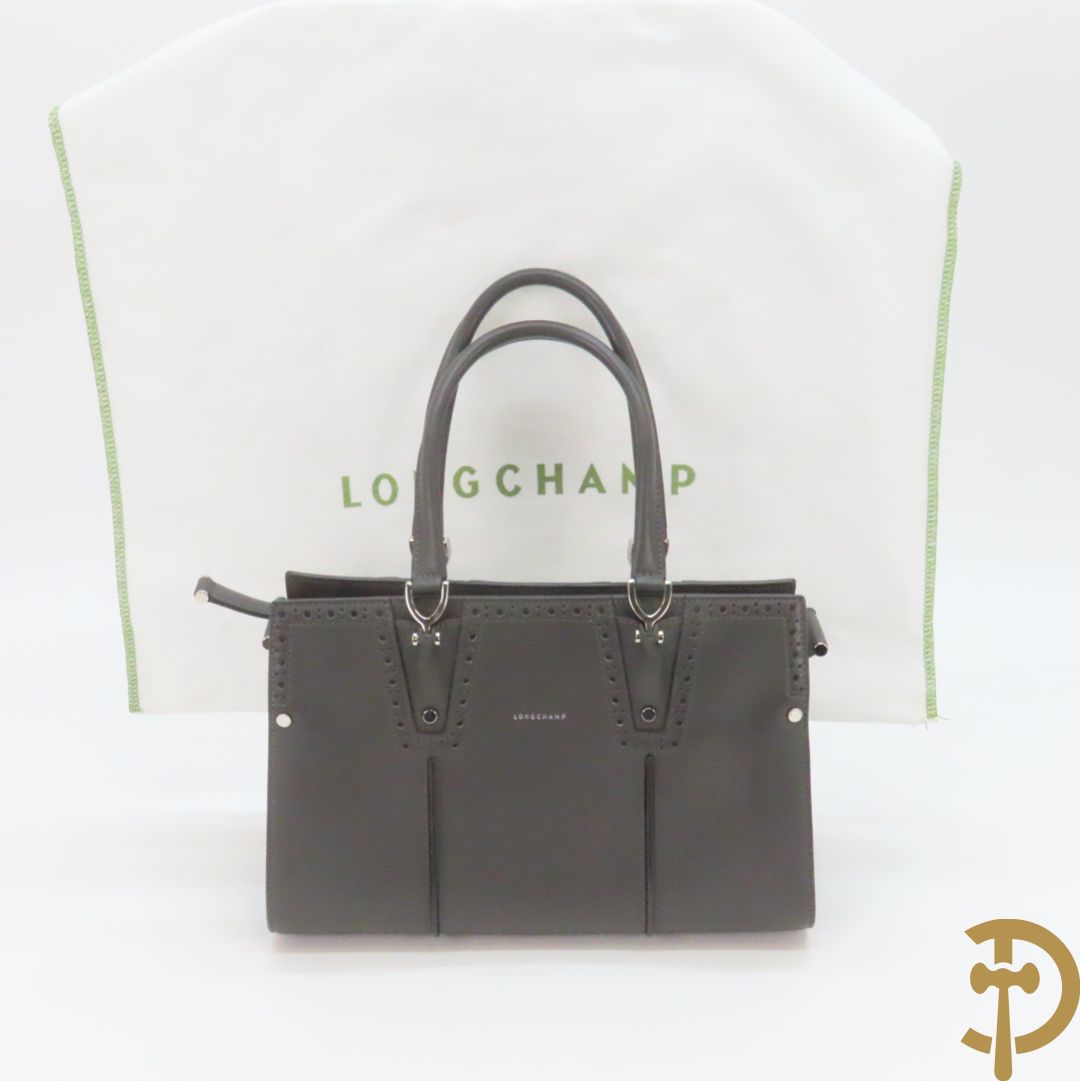 Lederen handtas Longchamps Paris Premier in bijhorende zak