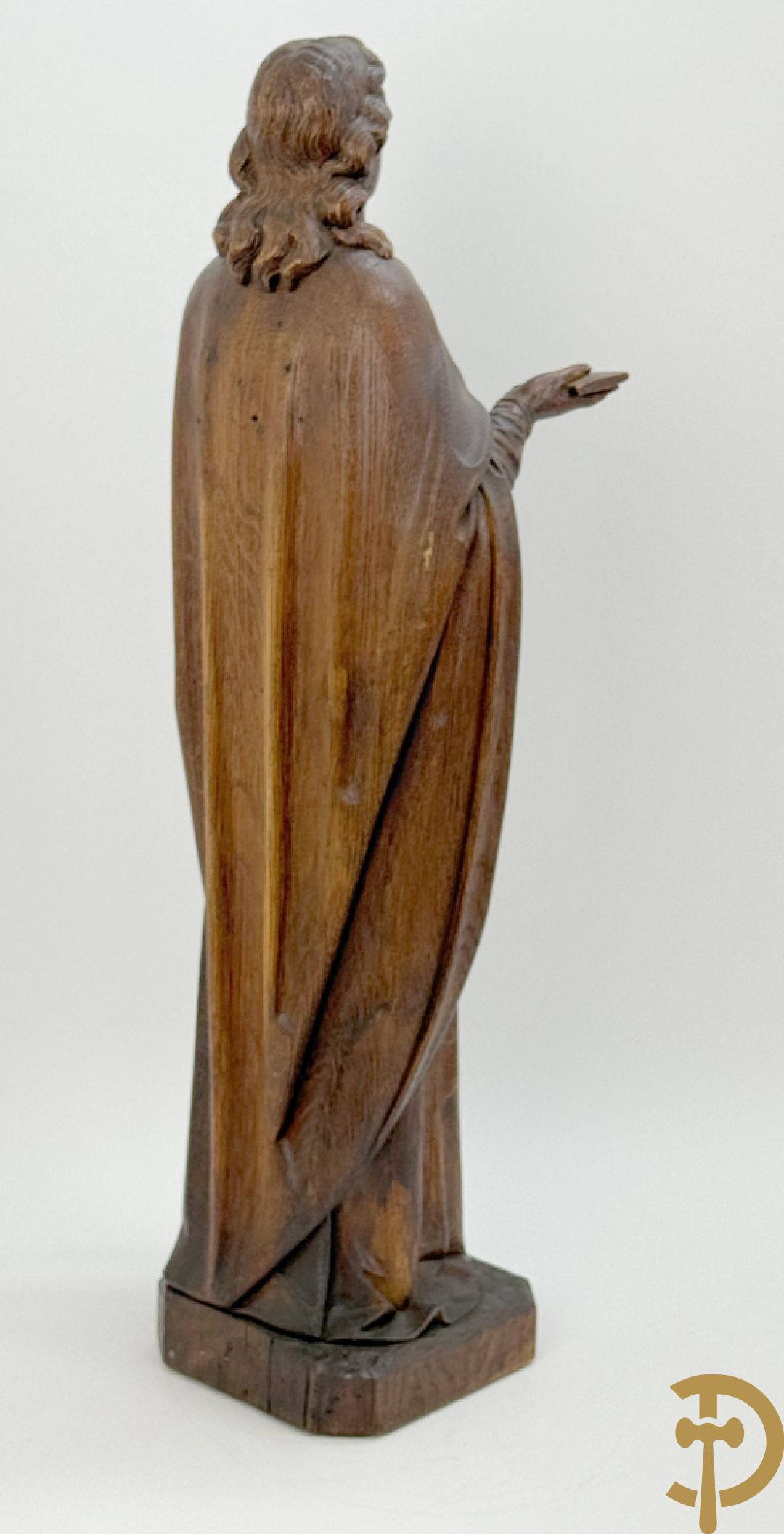 Eiken houtsculptuur van evangelist, laat 19e