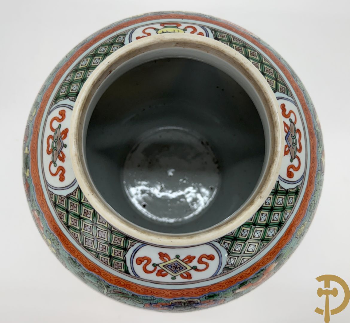 Chinese porseleinen dekselvaas met bloemen- en vogeldecor