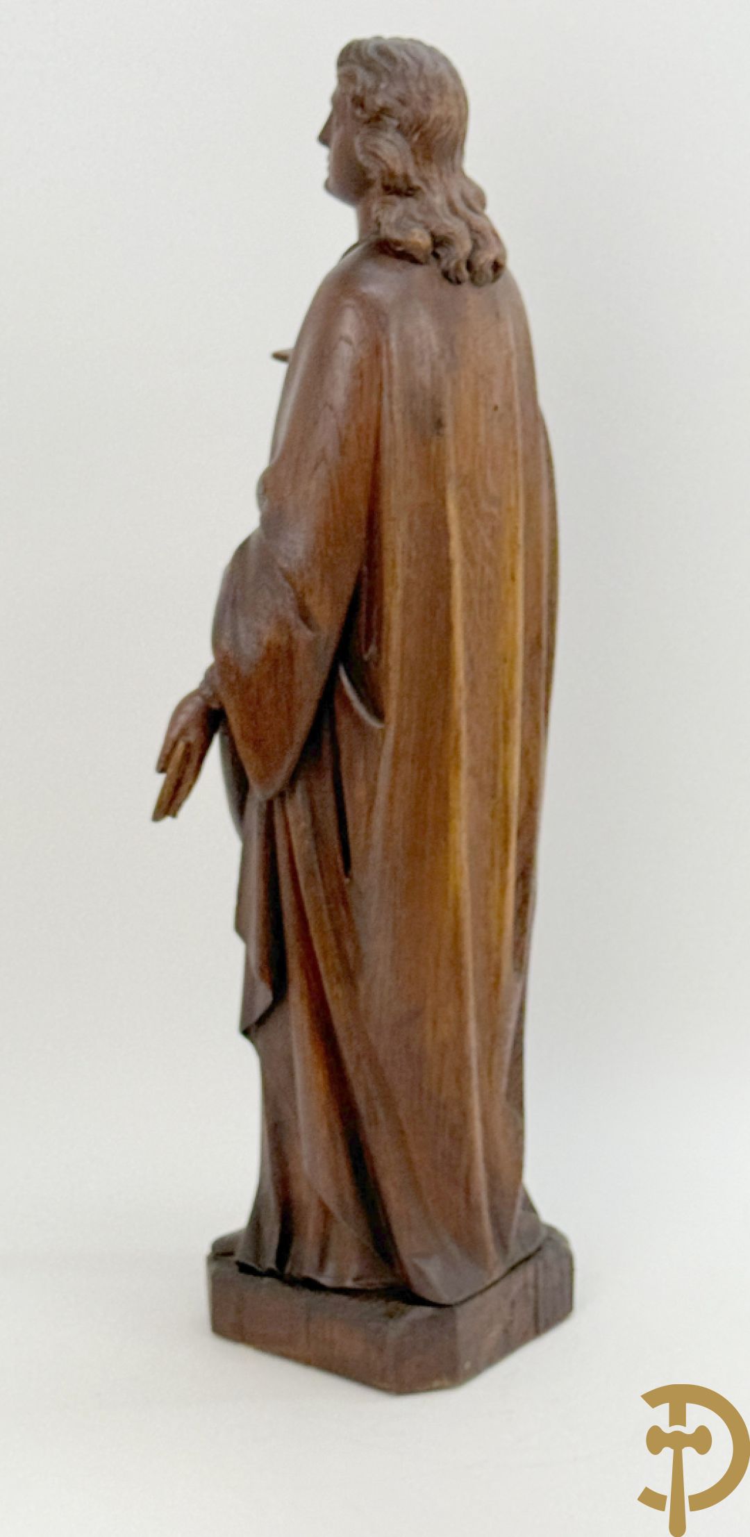 Eiken houtsculptuur van evangelist, laat 19e