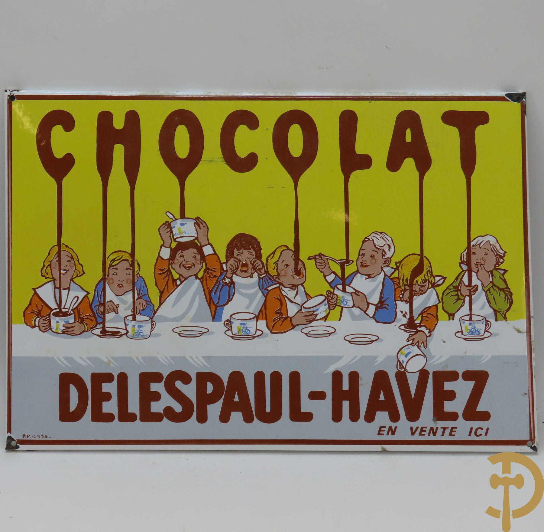 Geëmailleerd bord 'Chocolat Delespaul-Havez'