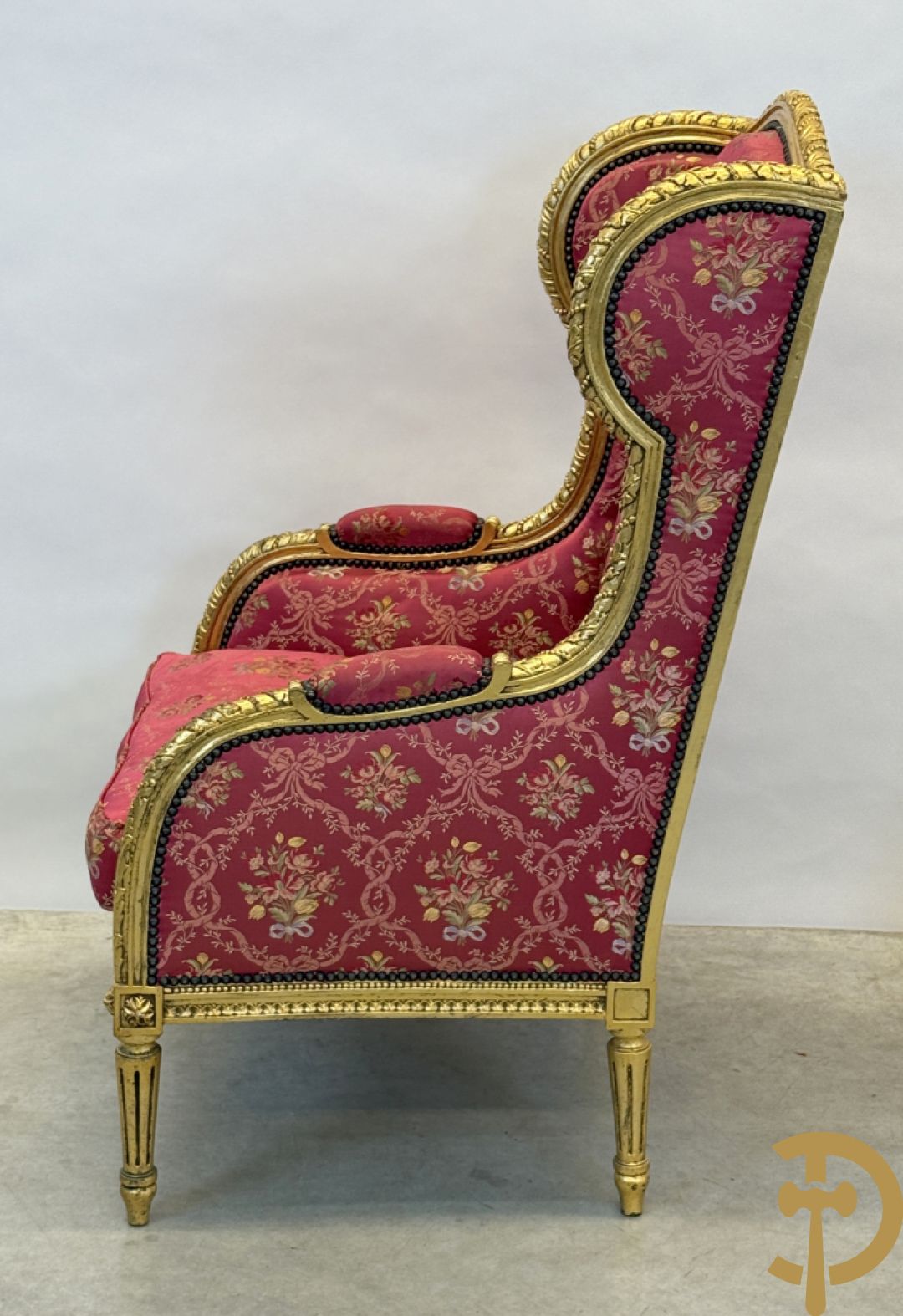 Vergulde Louis XVI armzetel met oren en bloemenstof, 19e