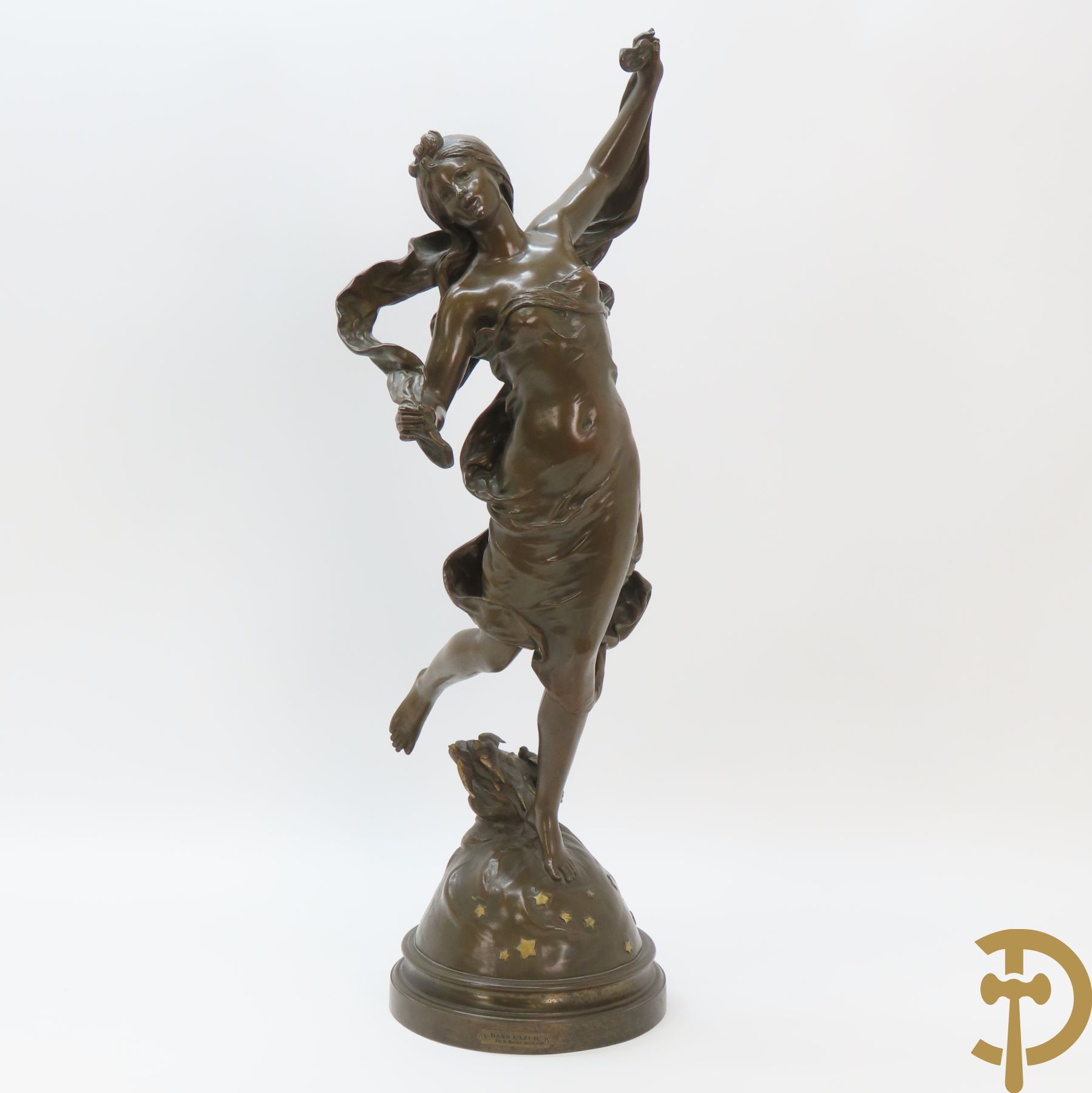 MOREAU Hip. get. 'Danse dans l'Azur' bronzen beeld op draaisokkel