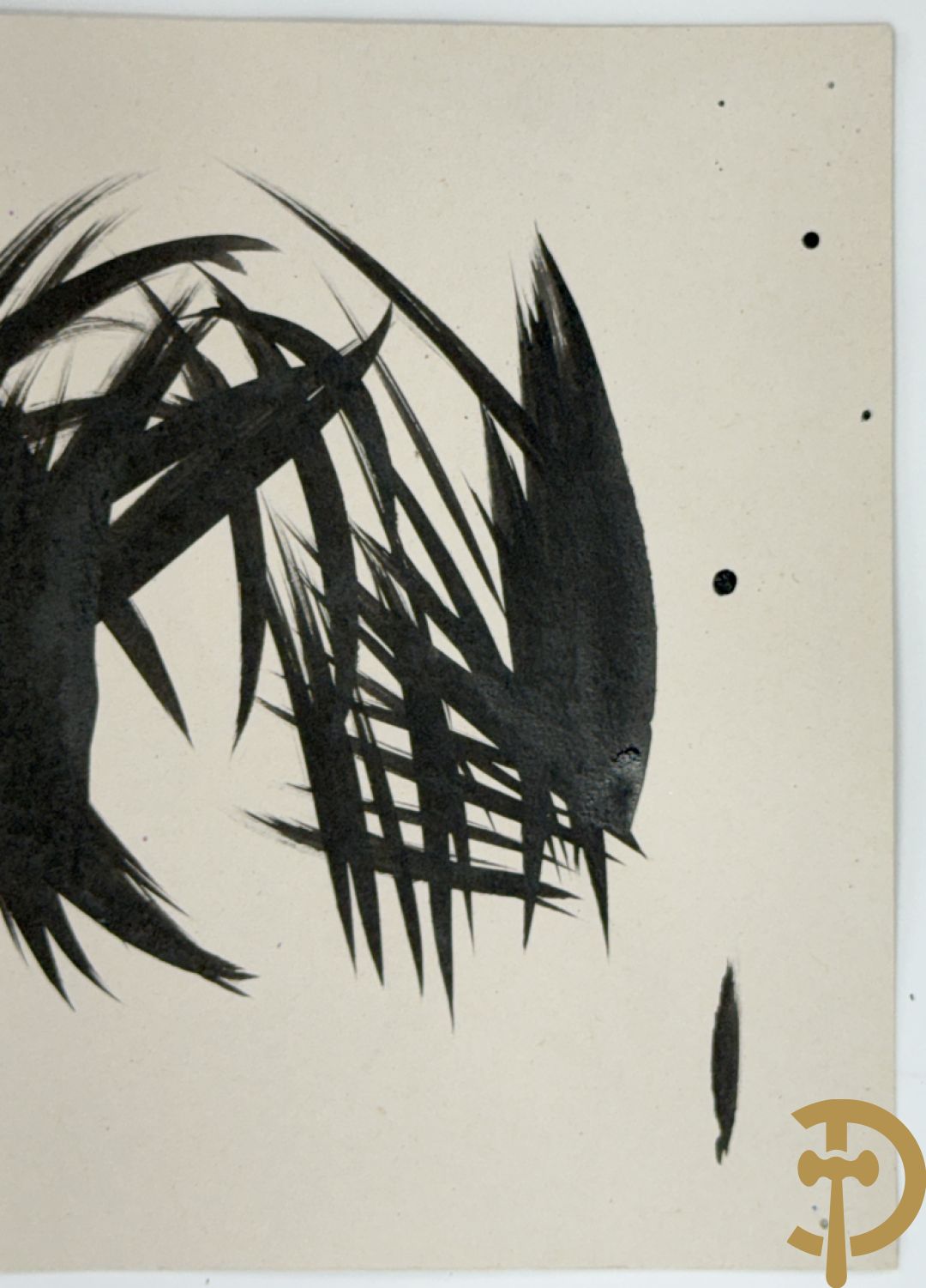 HARTUNG (Hans) getekend Moderne abstracte inkttekening + modern abstract werk inkttekening