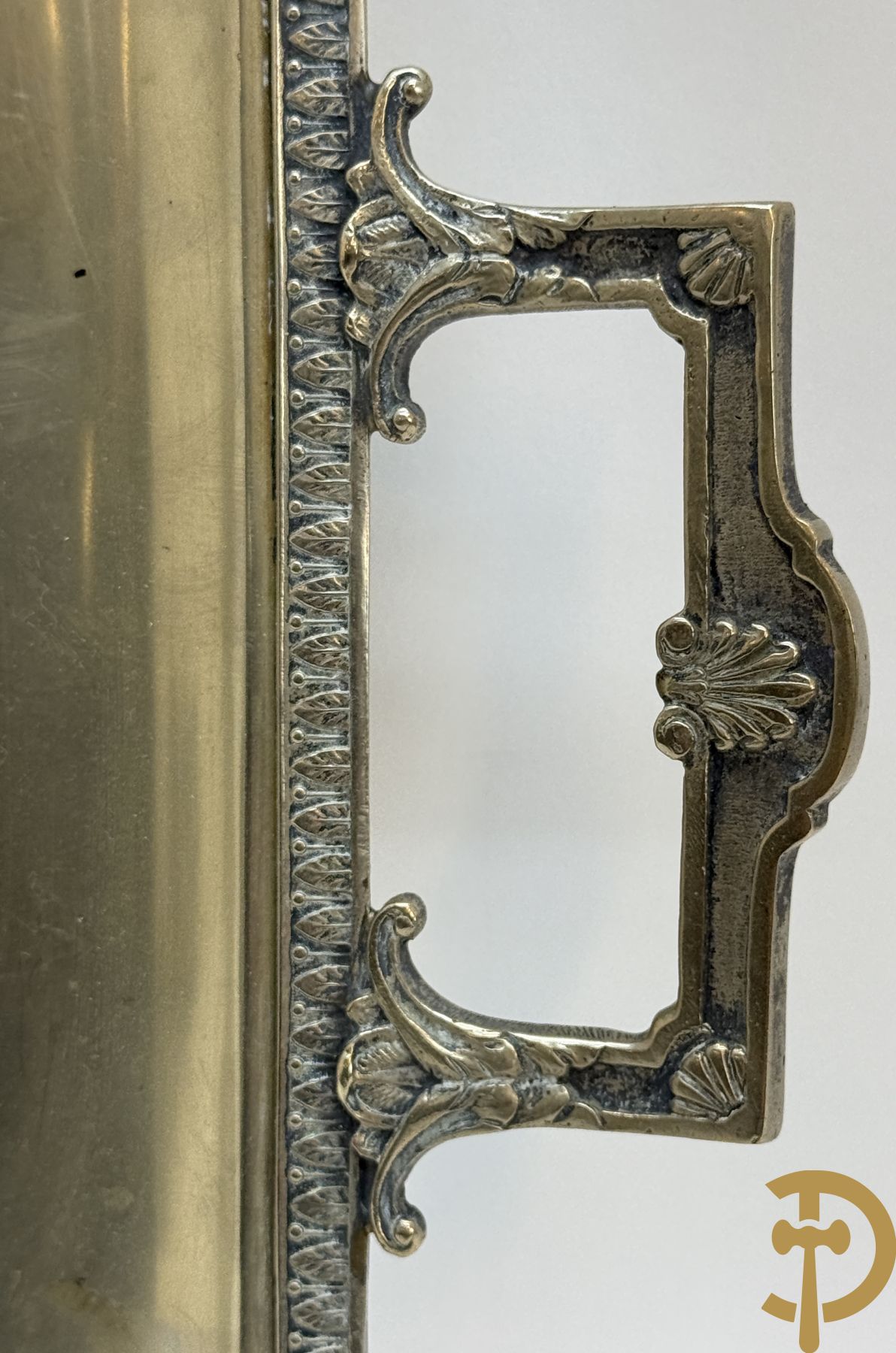 Verzilverd koffie en theestel op plateau, Metal Blanc getekend