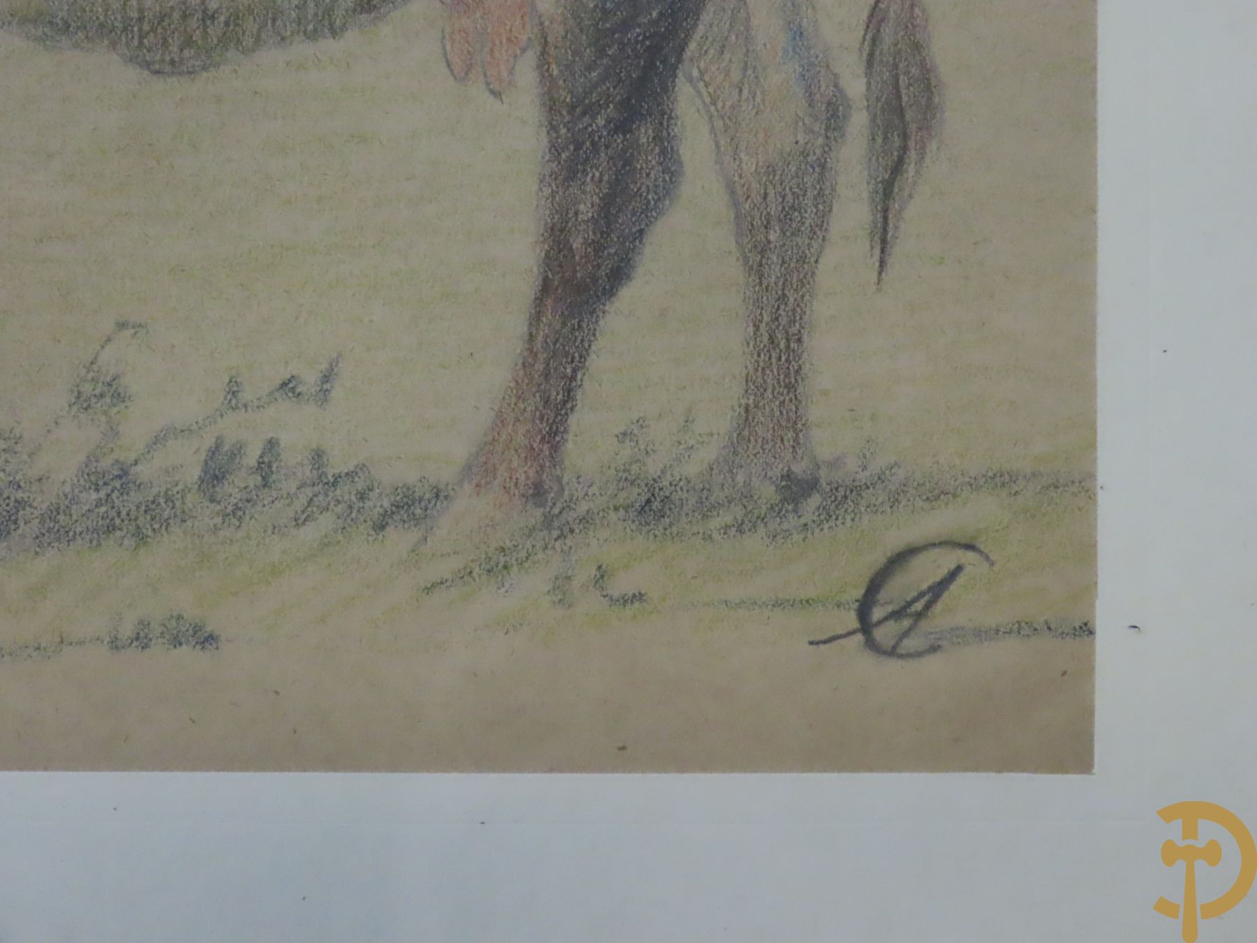CAULLET A. getekend en A.C. gemonogrammeerd : pastels en tekeningen met hoevezichten en studies van koeien