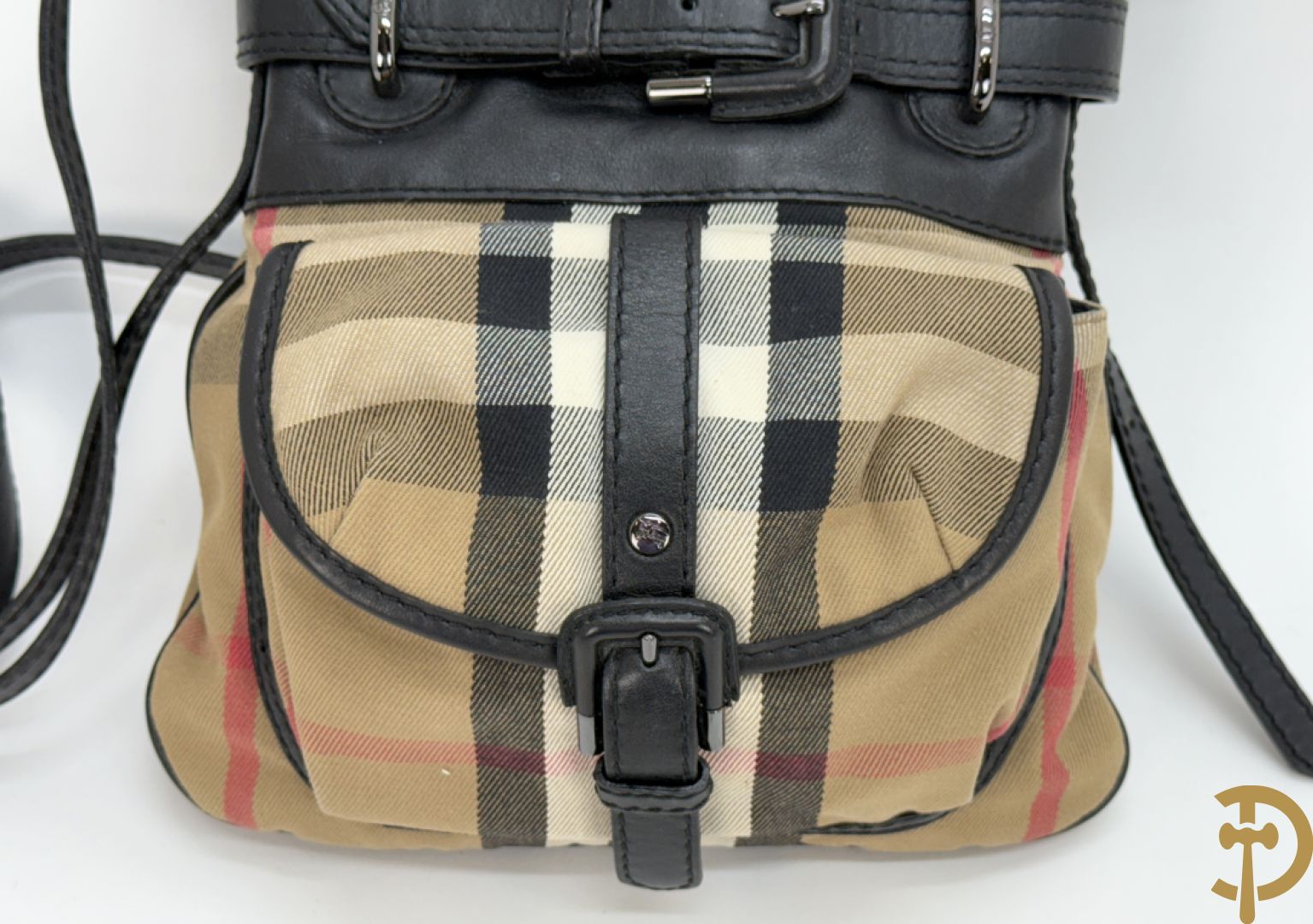 Schoudertas Burberry in stof en leder met bijhorende zak