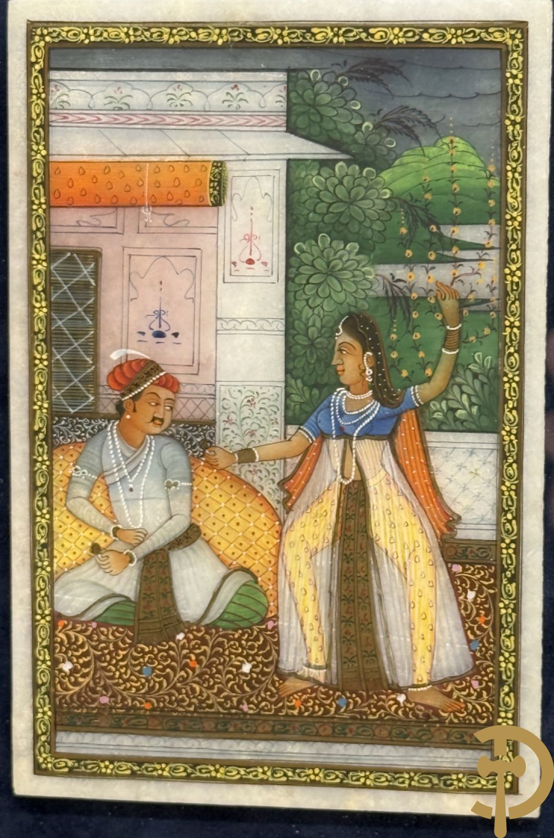 Zes Indische geanimeerde tekeningen van goden en liefdesscènes op gesteente