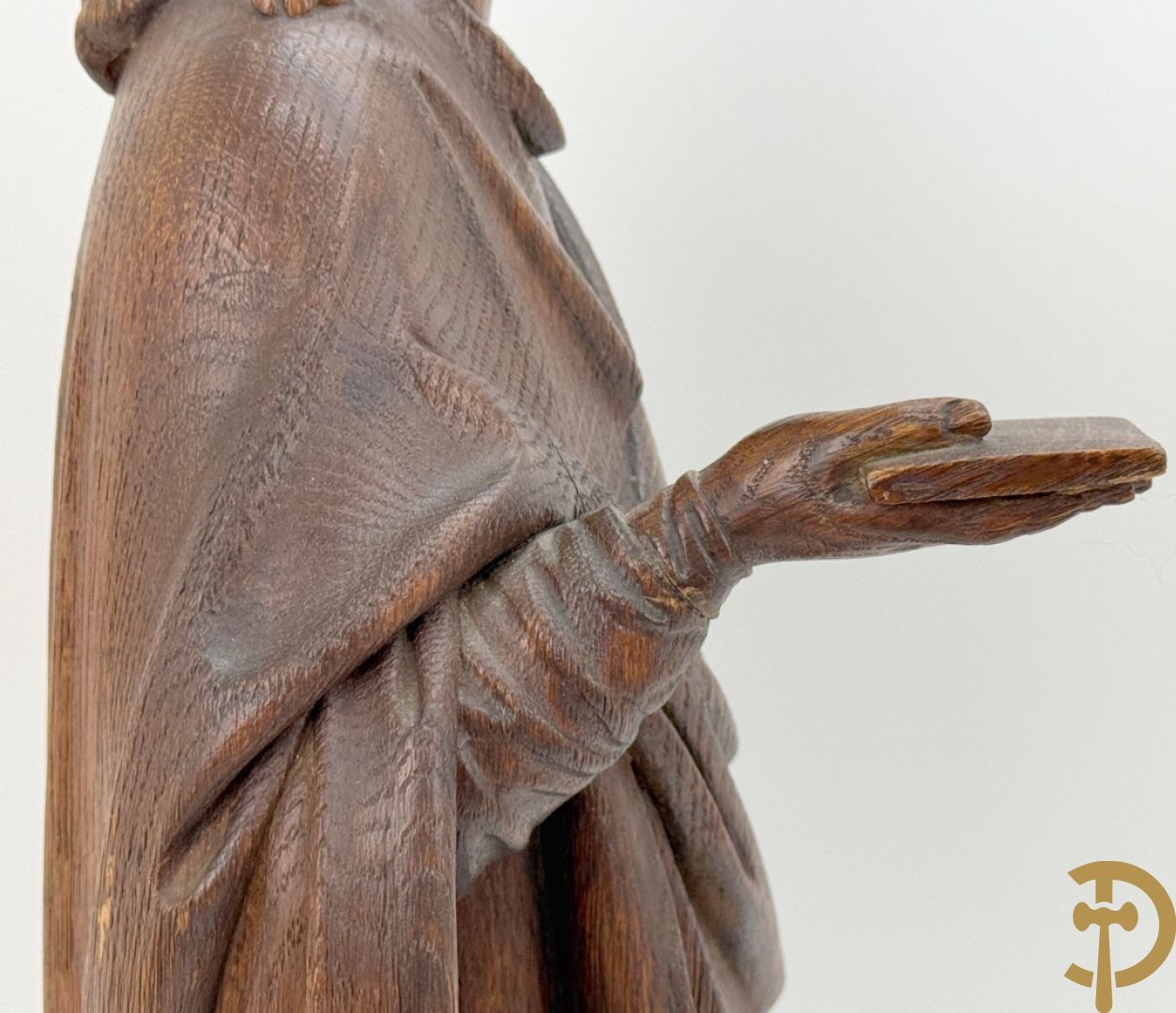 Eiken houtsculptuur van evangelist, laat 19e