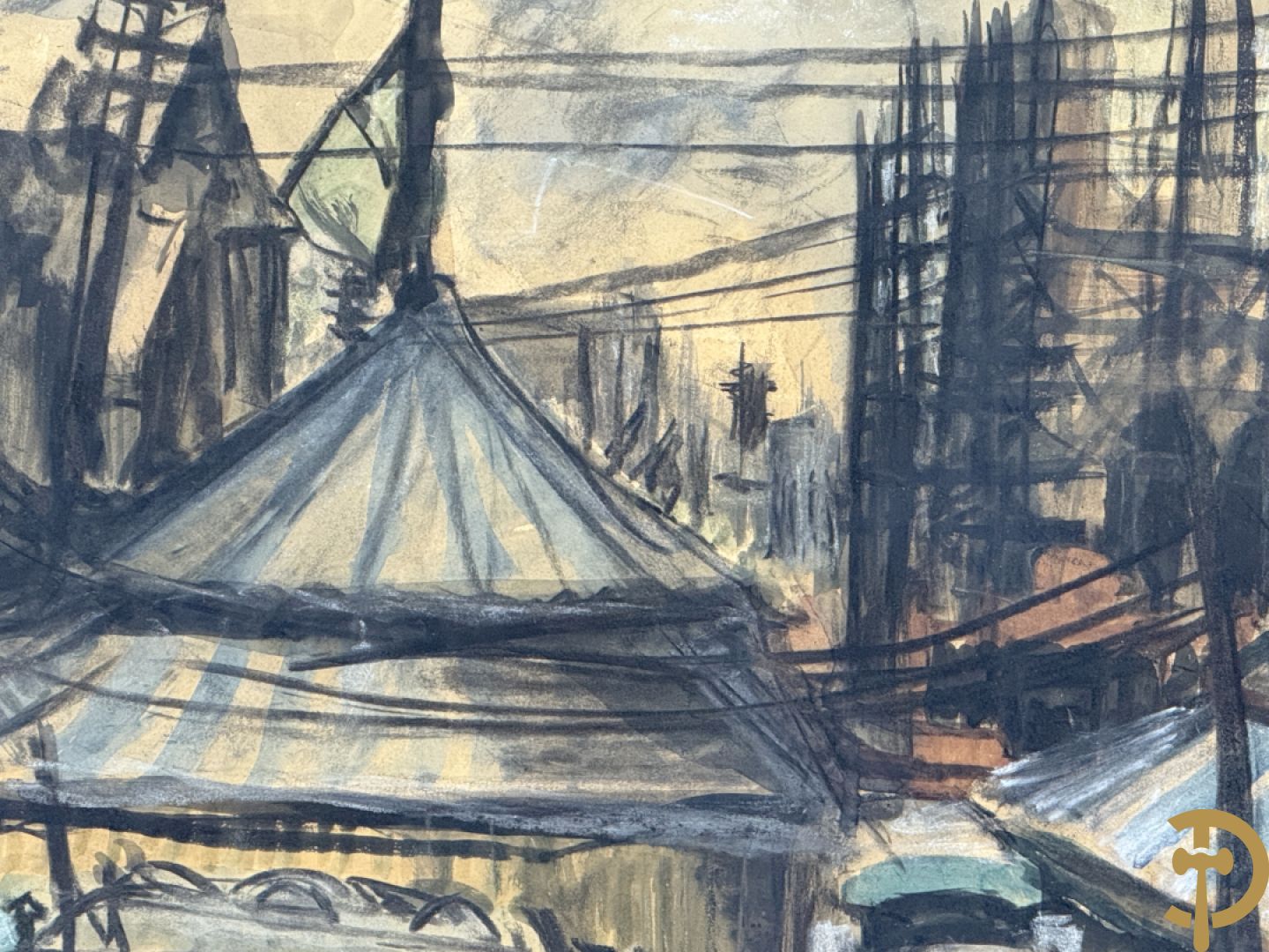 Onleesbaar getekend met monogram rechts boven Yper 9-8-29 