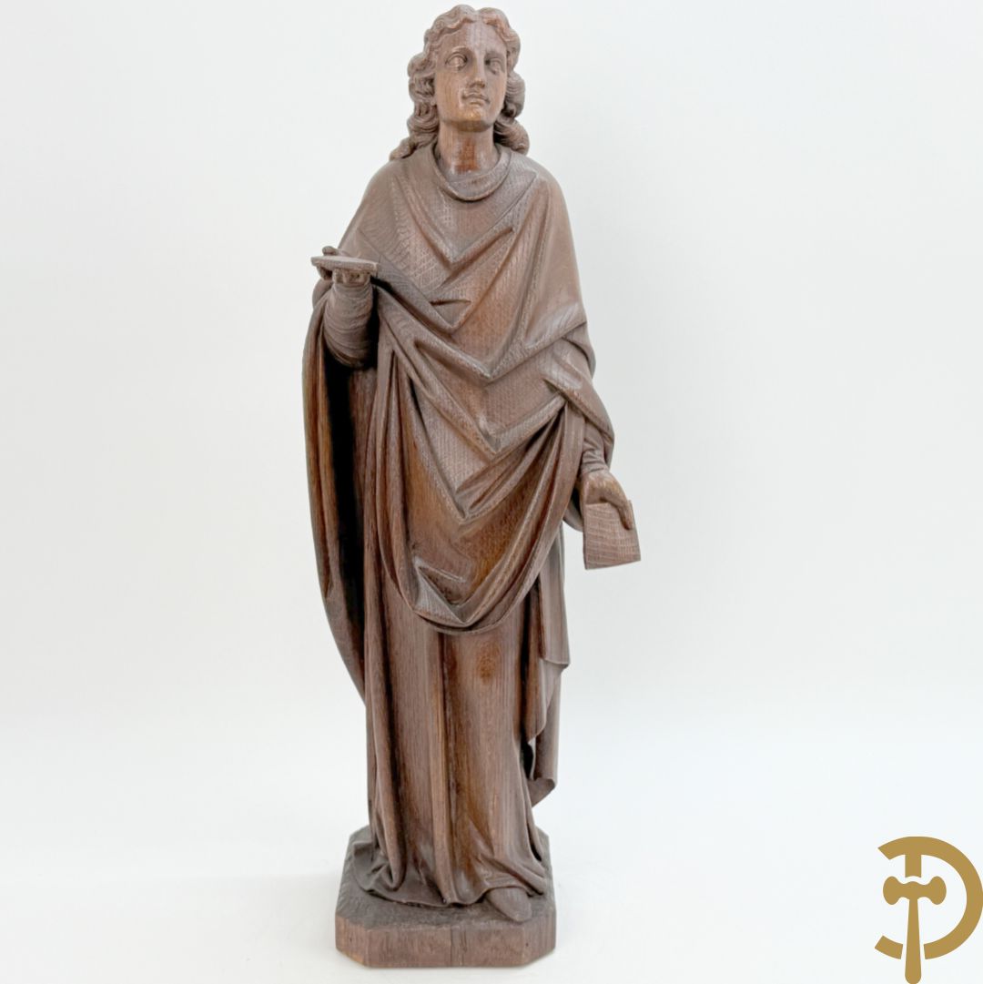 Eiken houtsculptuur van evangelist, laat 19e