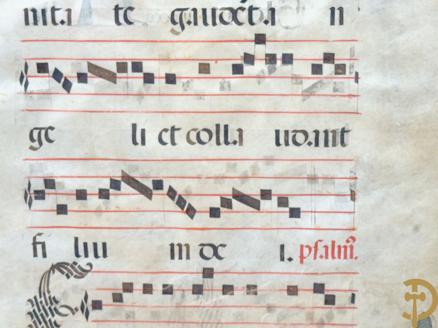 Perkamenten uittreksel uit een gezangenboek met Latijnse gekaligrafeerde letter