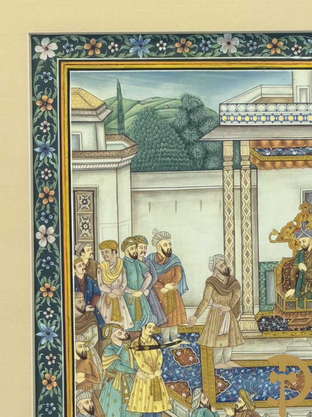 Drie Indische handgekleurde, geaquarelleerde en geanimeerde scènes