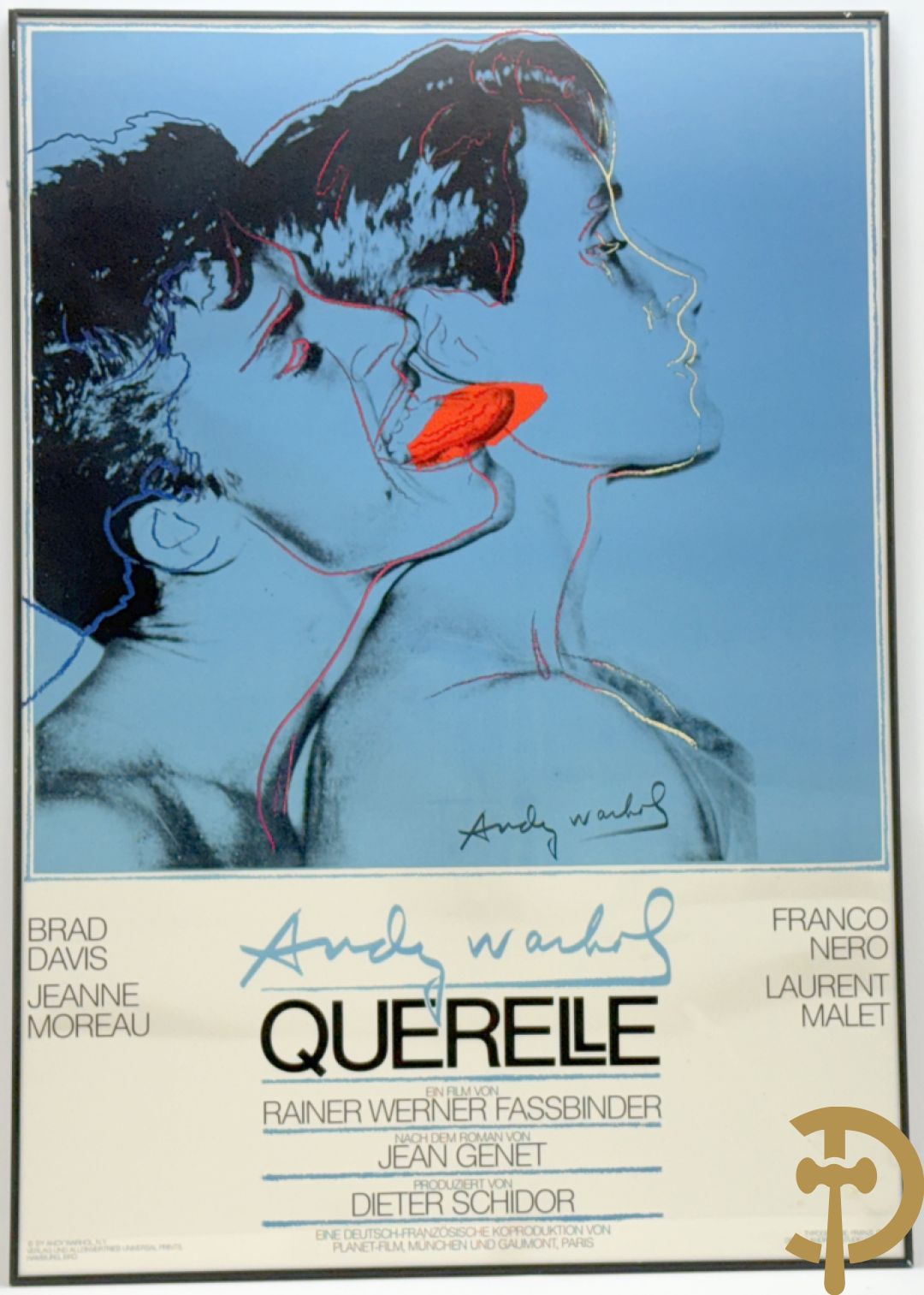 Oude affiche door Andy Warhol ontworpen voor de film Querelle, getekend in de plaat offset in colours