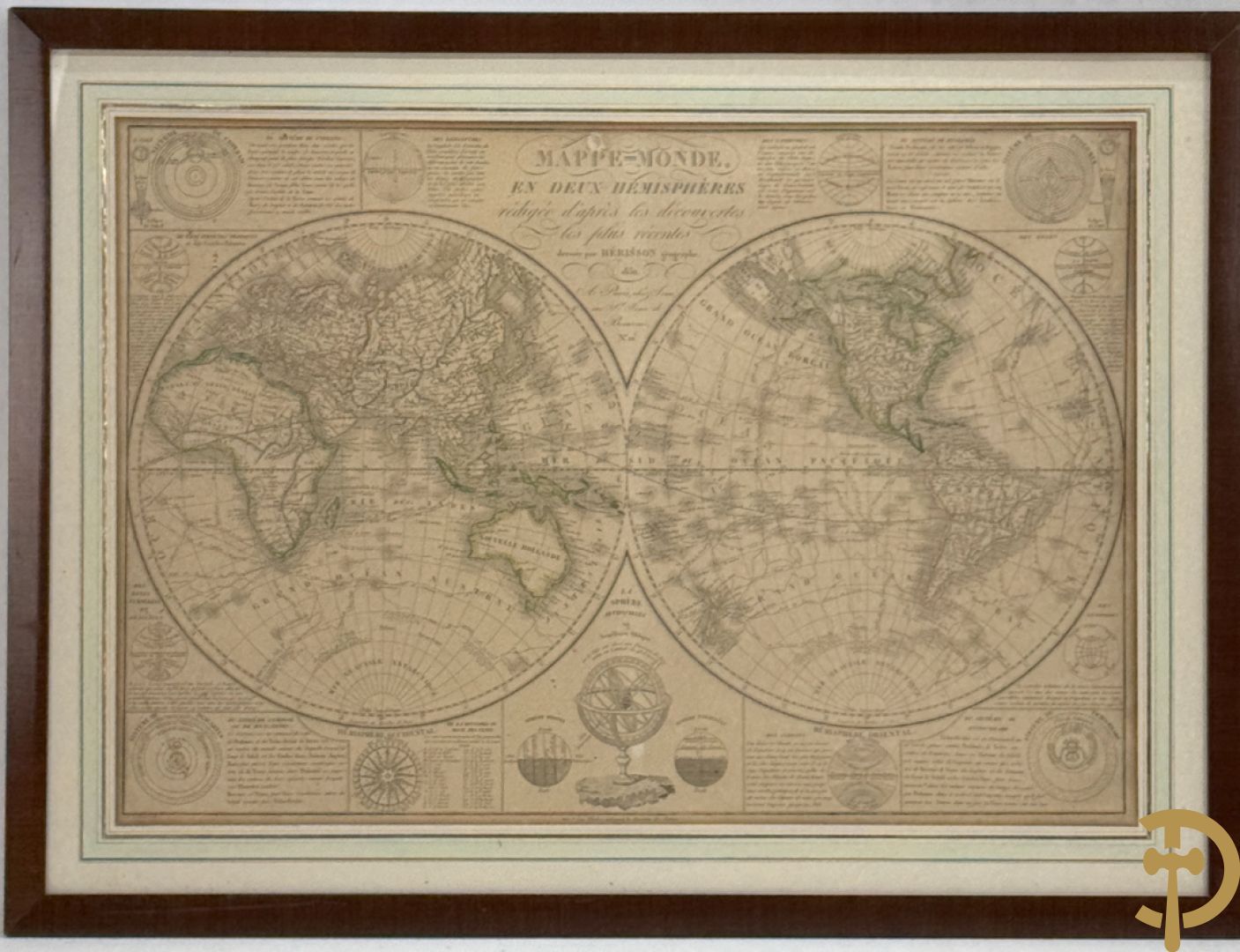 Mappe-monde en 2 hémisphères van Tardieu