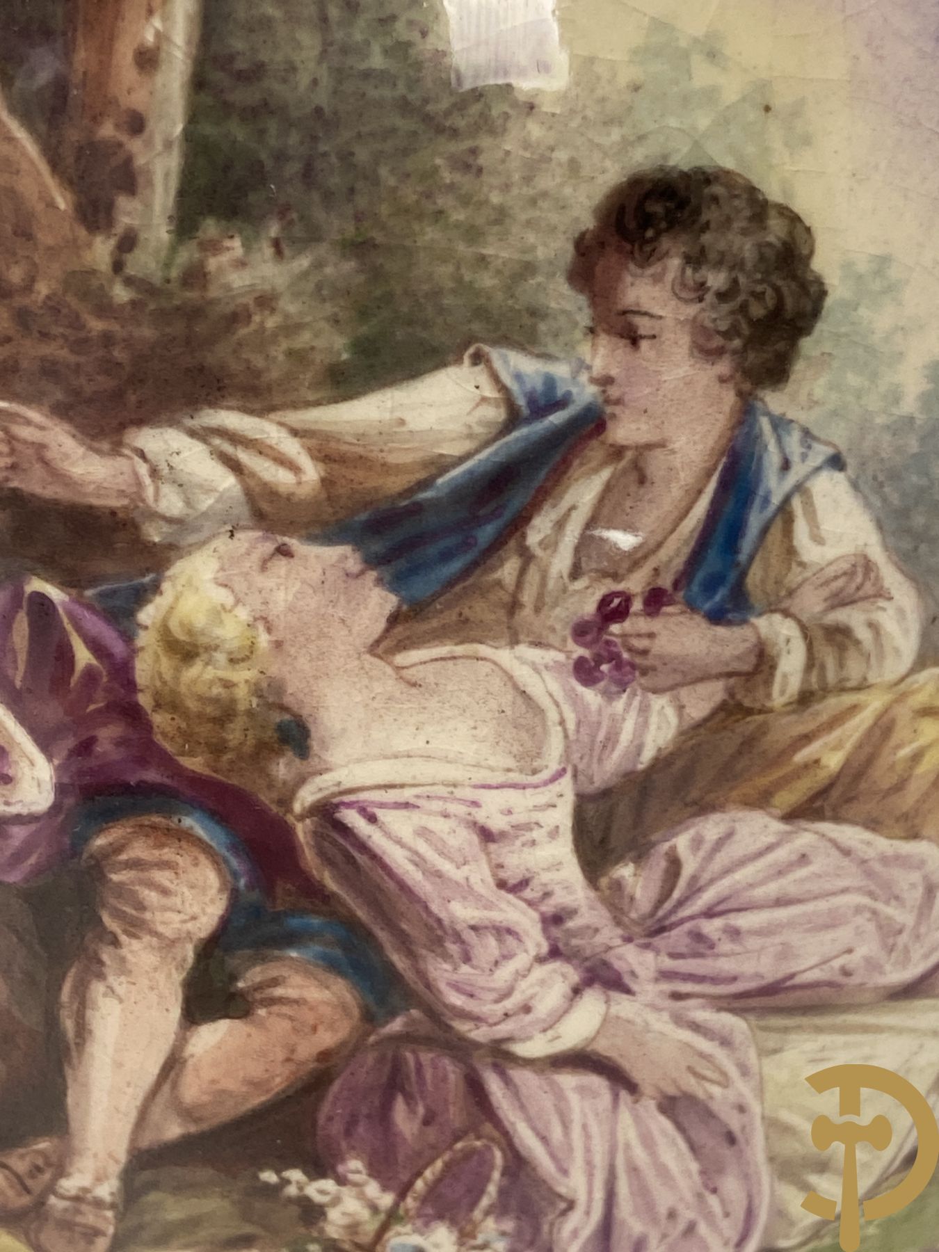 Paar kobaltblauwe porseleinen vazen met dubbel motief als lampadaire