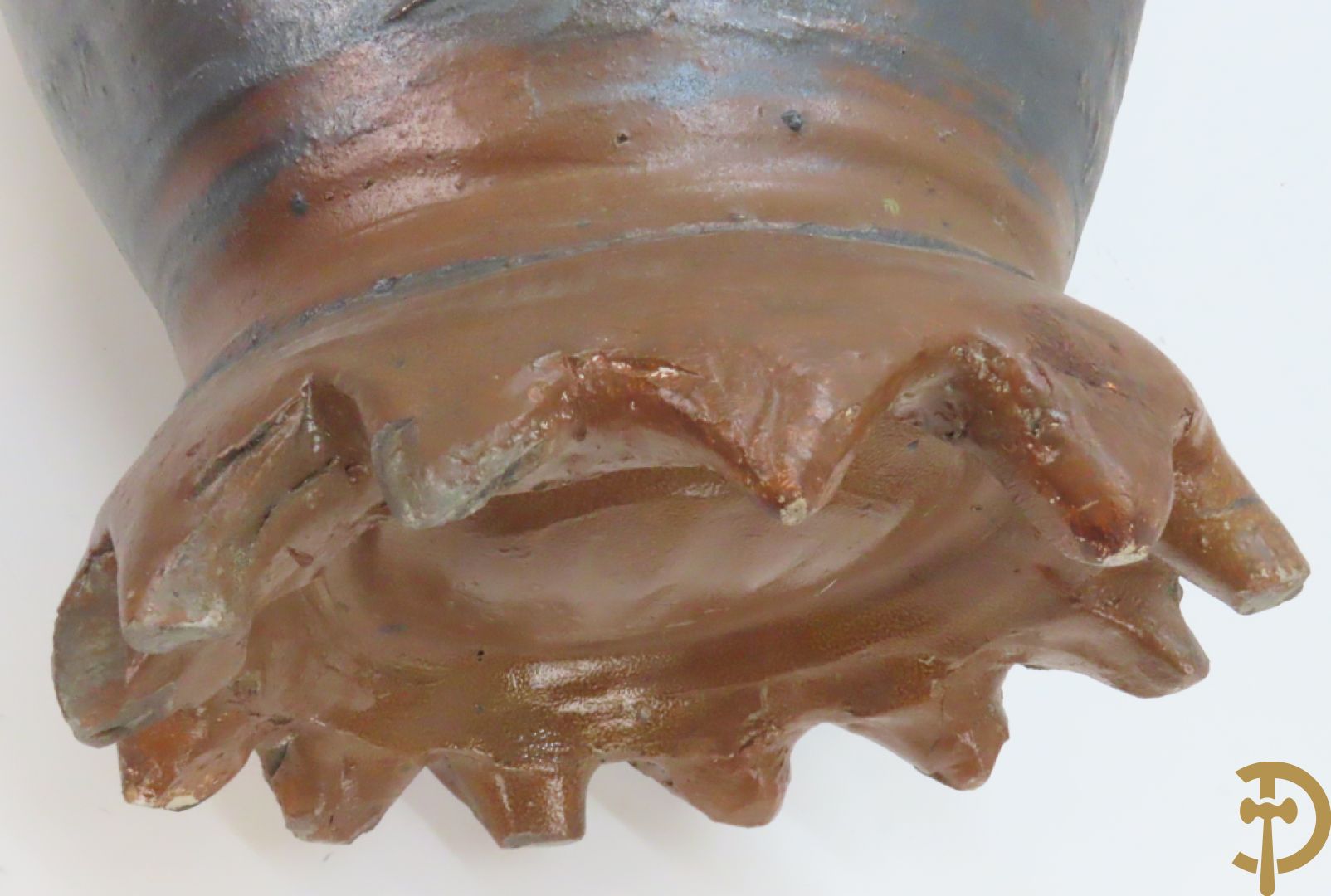 Langerwehe steengoed kruik + twee steengoed veldkruiken +Keulse dekselkan + bronzen mortier met stamper