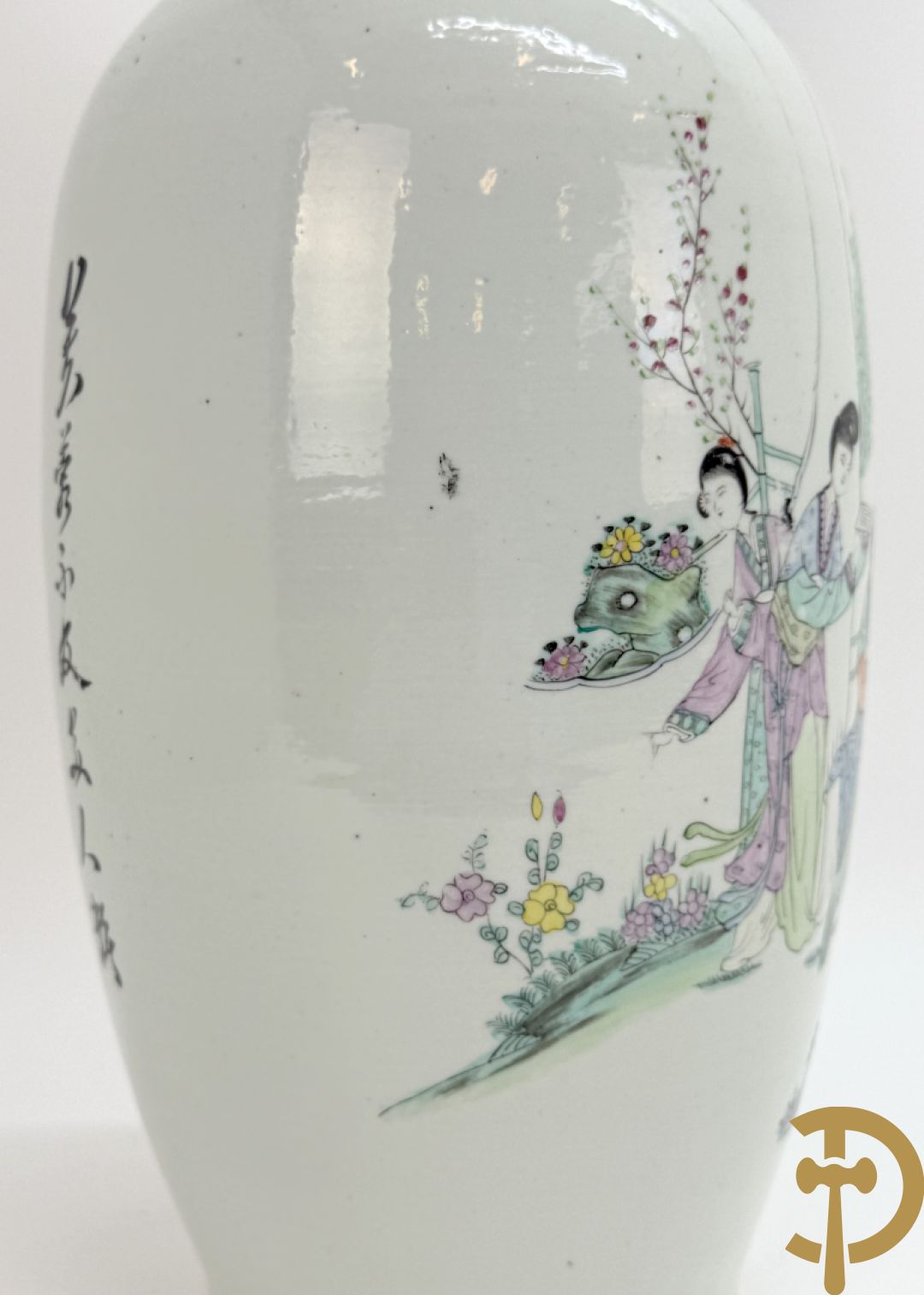 Chinese porseleinen vaas met decor van geisha