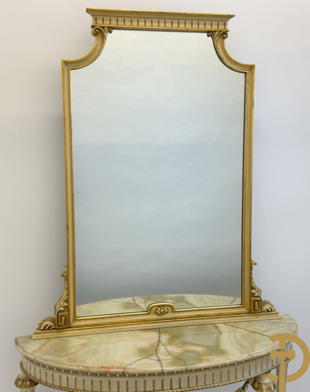 Console + gepolychromeerde spiegel, Louis XVI stijl