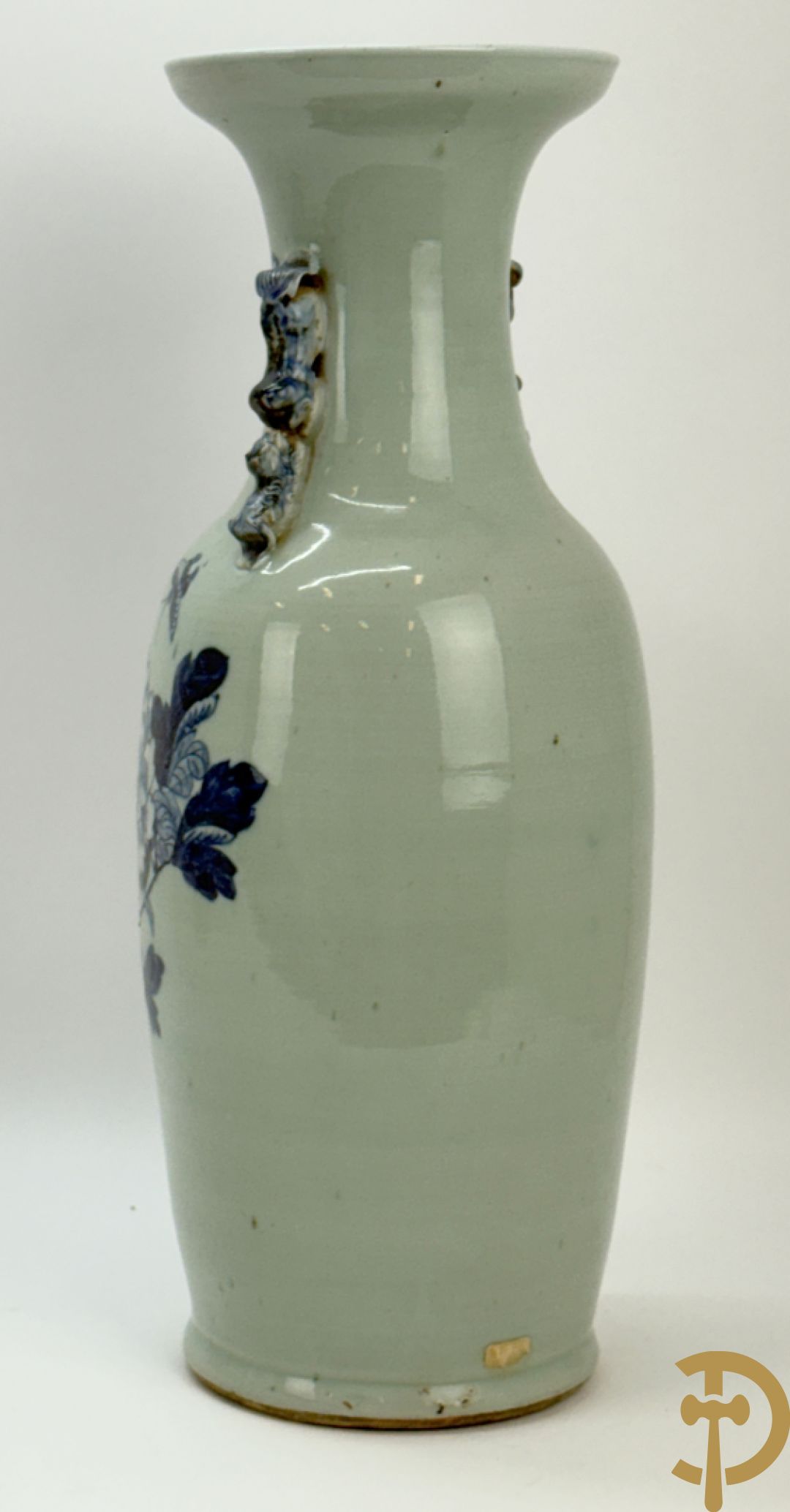 Chinese porseleinen blauw/wit vaas met bloemen en vogeldecor