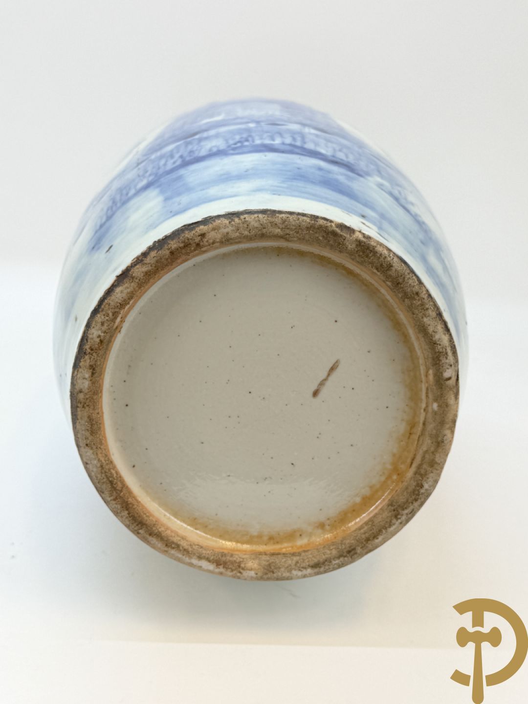 Paar Chinese blauw/wit vazen met geanimeerd huizendecor