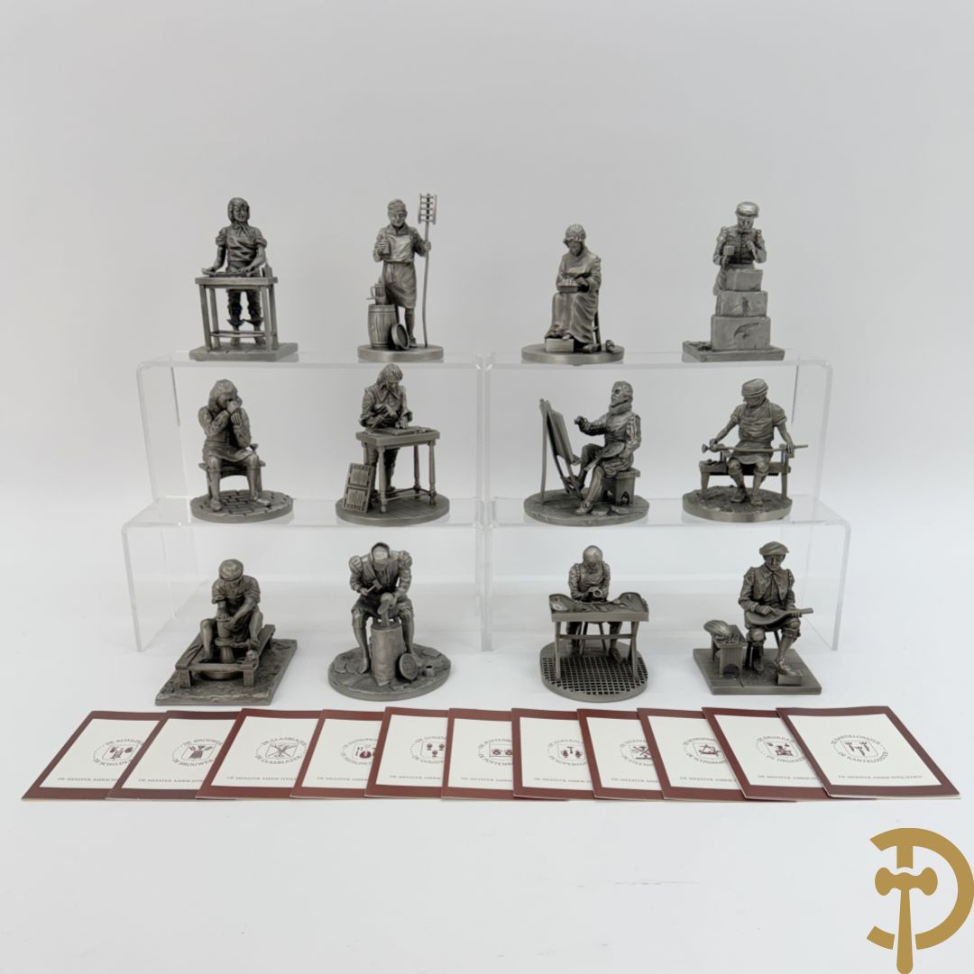 Twaalf tinnen ambachten, gestempeld van Franklin Mint