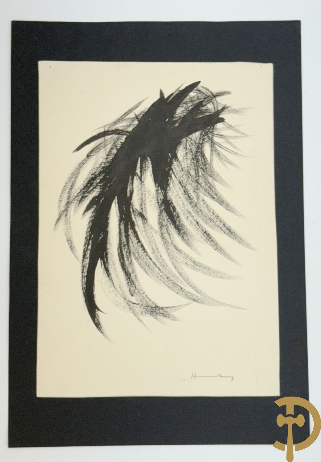 HARTUNG (Hans) getekend Moderne abstracte inkttekening + modern abstract werk inkttekening