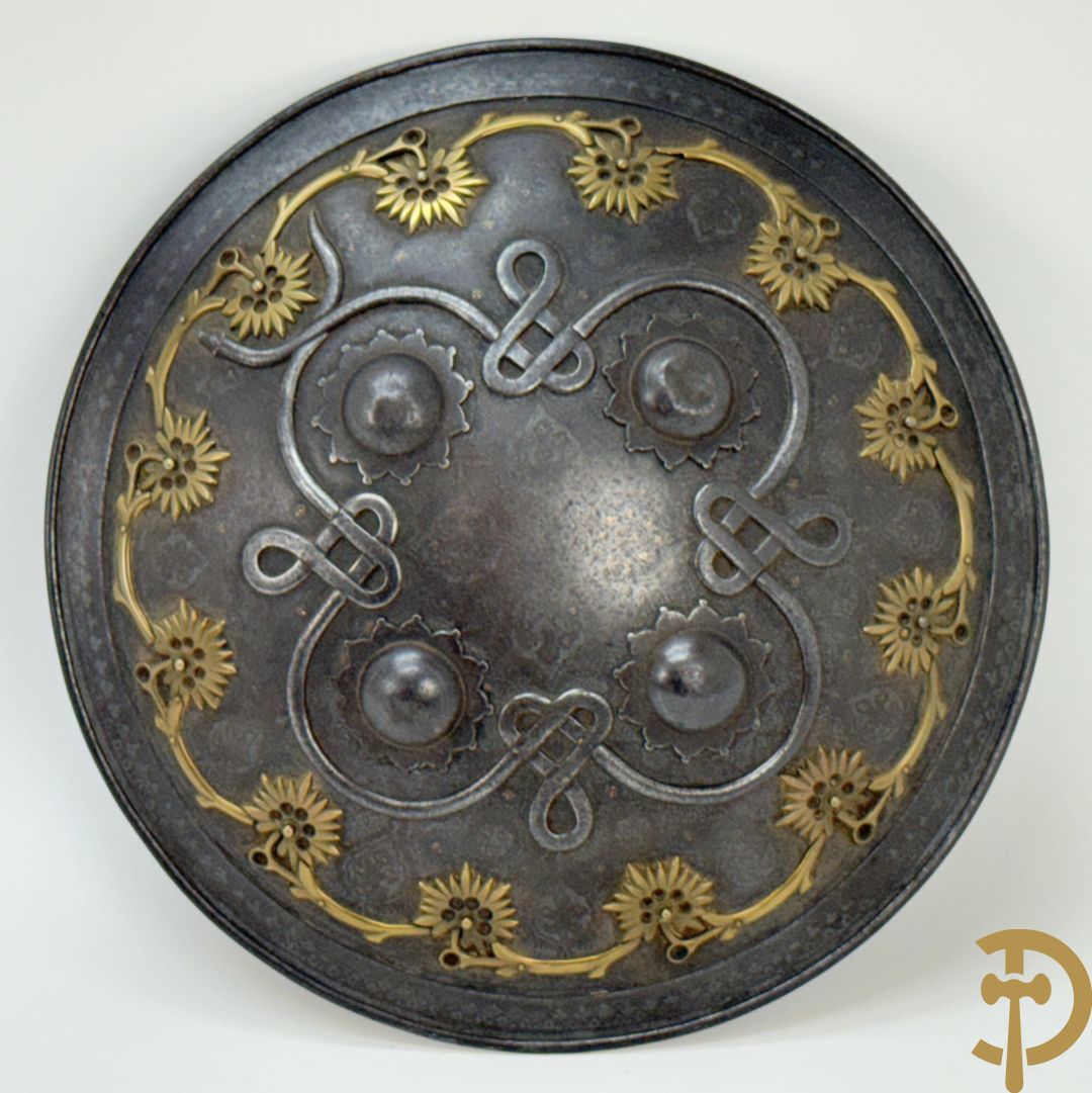 Bewerkt ijzeren Indo-Perzisch Dhal-Separ schild, 19e