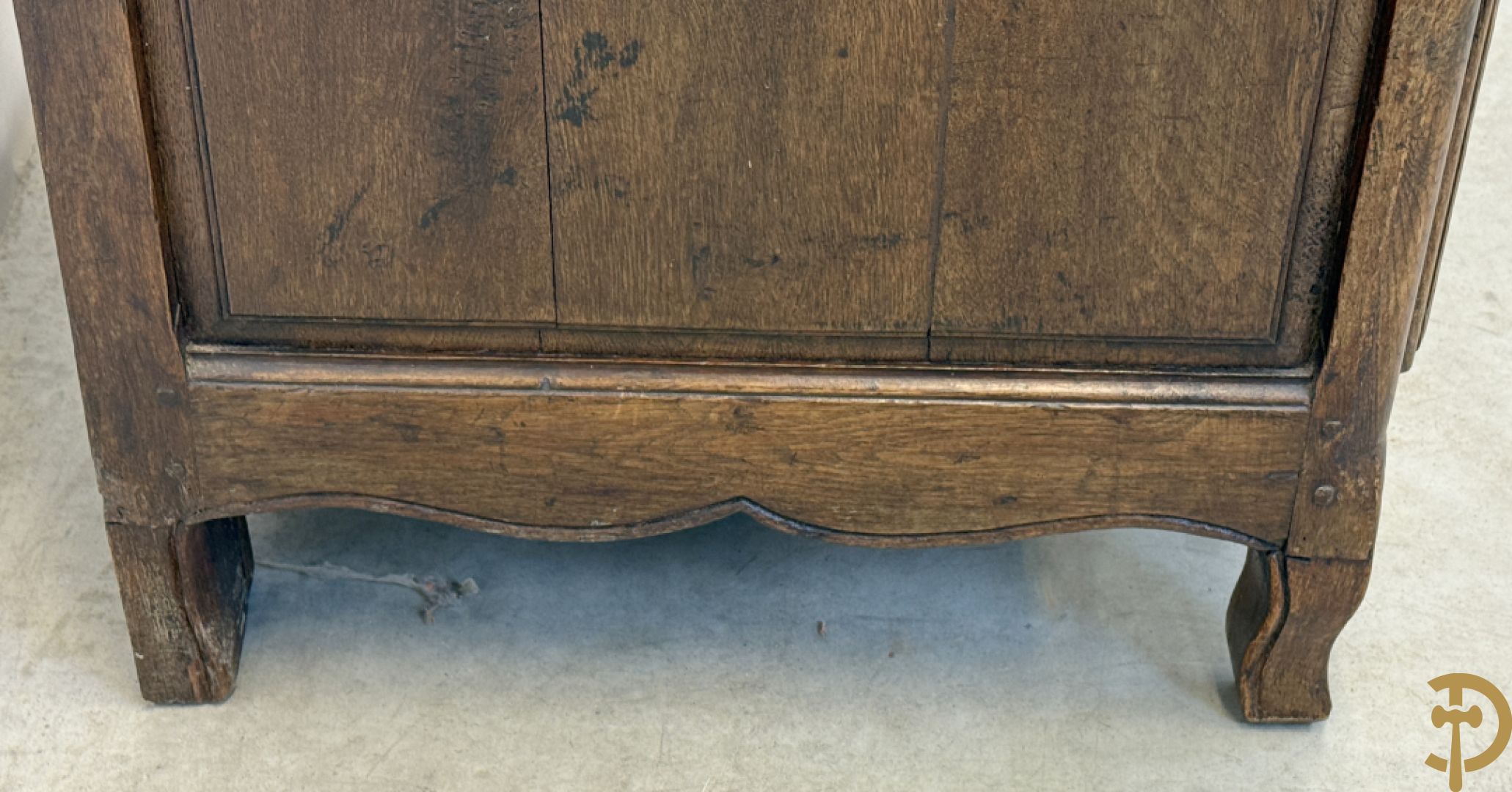 Massief eiken confiturier met deur en lade, 18e