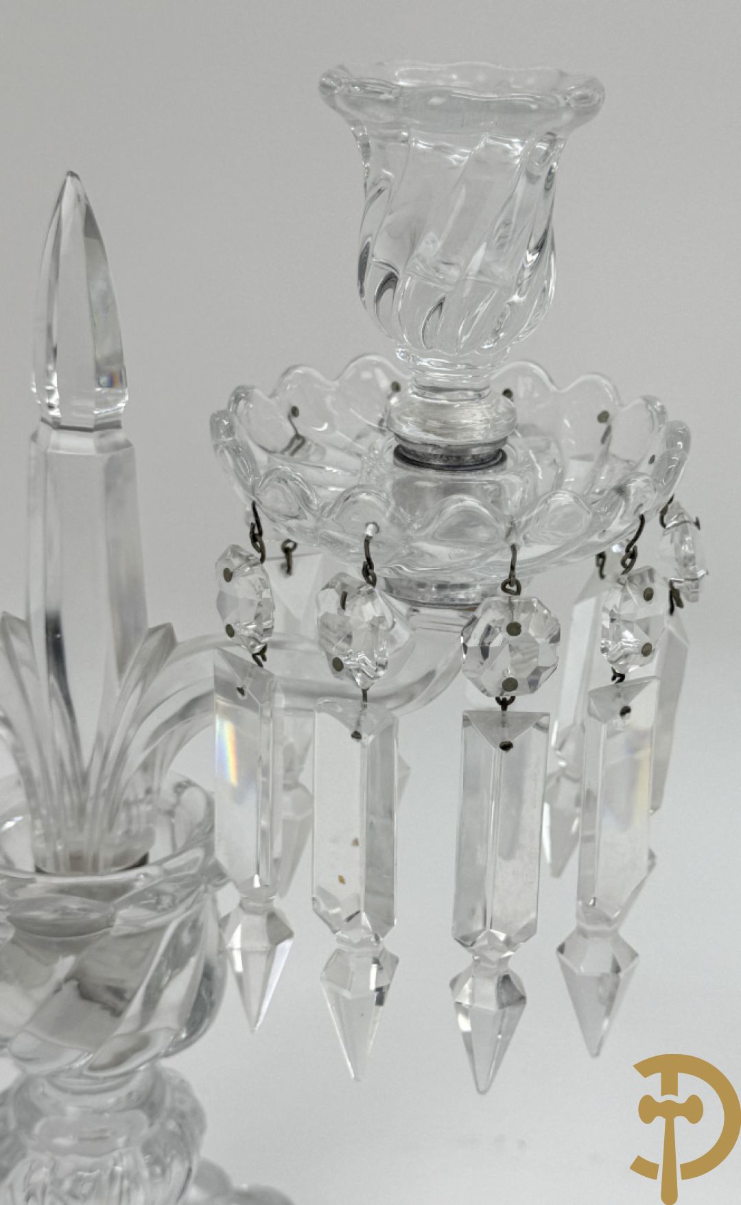 Paar kandelaars in helder kristal, Baccarat