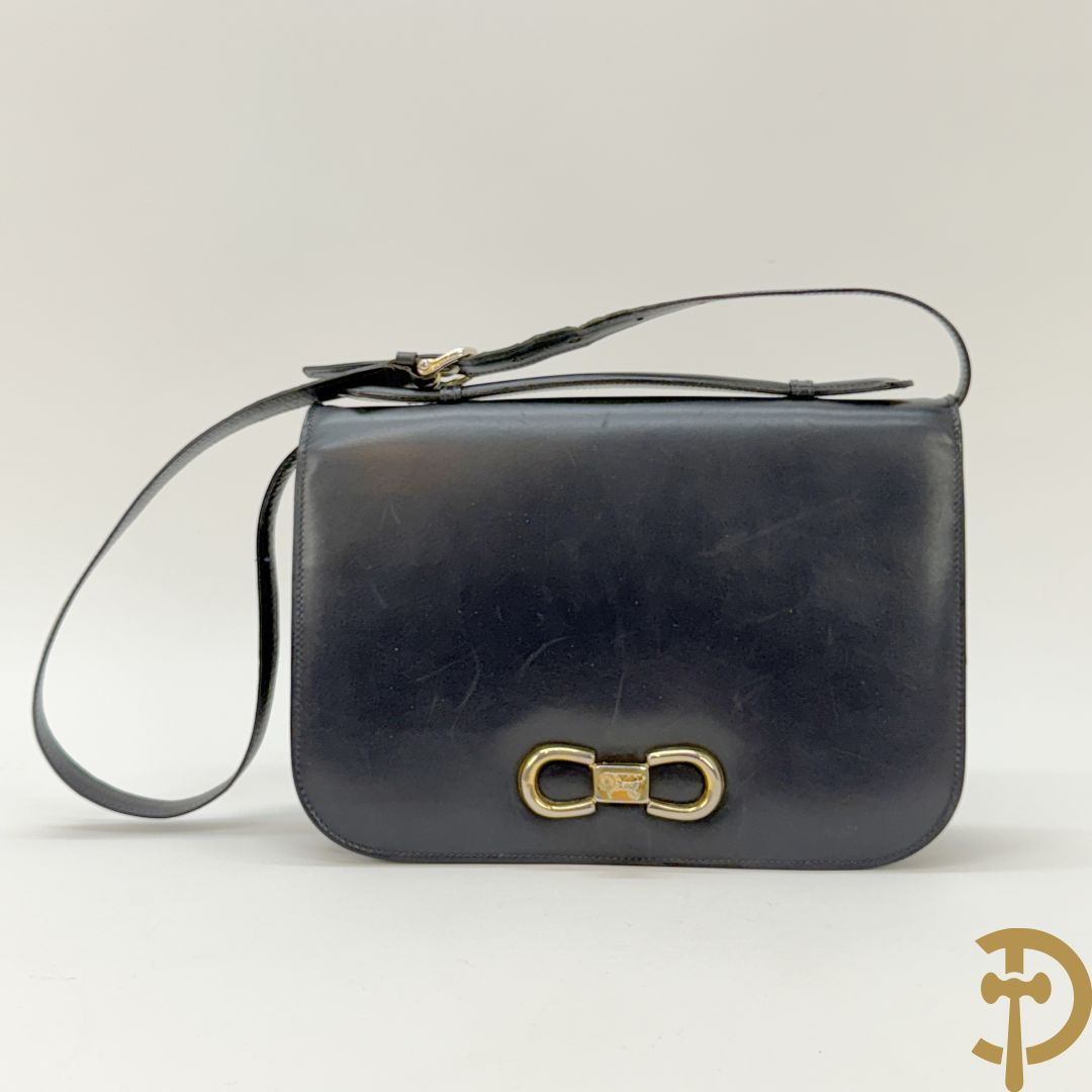 Blauw lederen vintage handtas van Celine