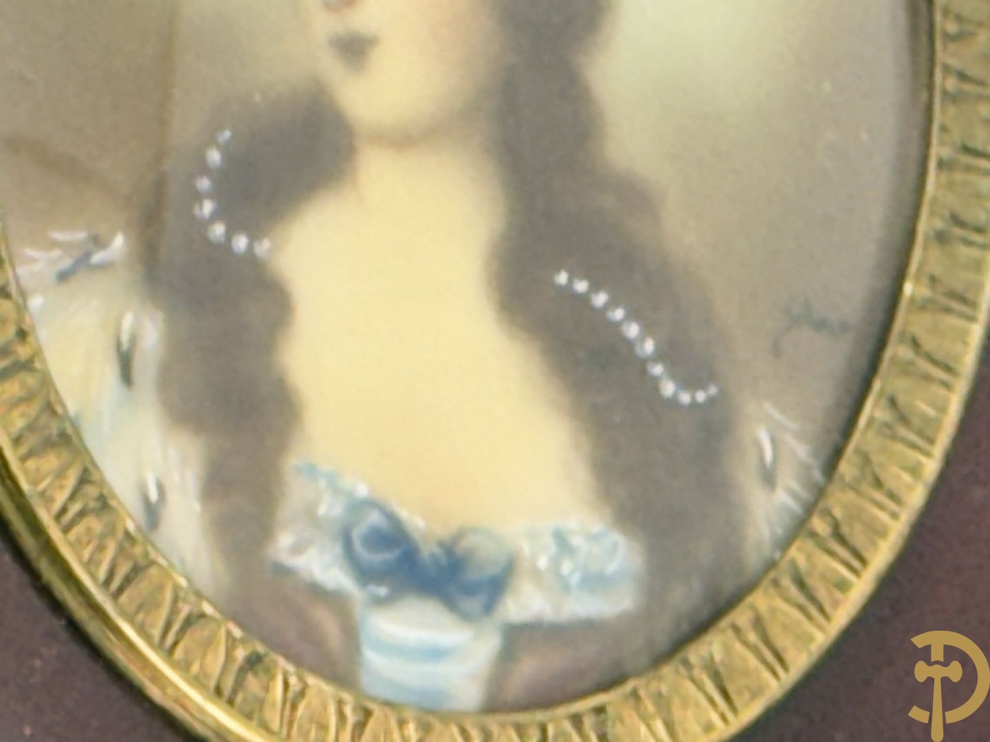 Vijf miniaturen met damersportretten en romantische scène, waarvan 4 getekend : de Roussely, Canova, Siluce ? en Domery ?