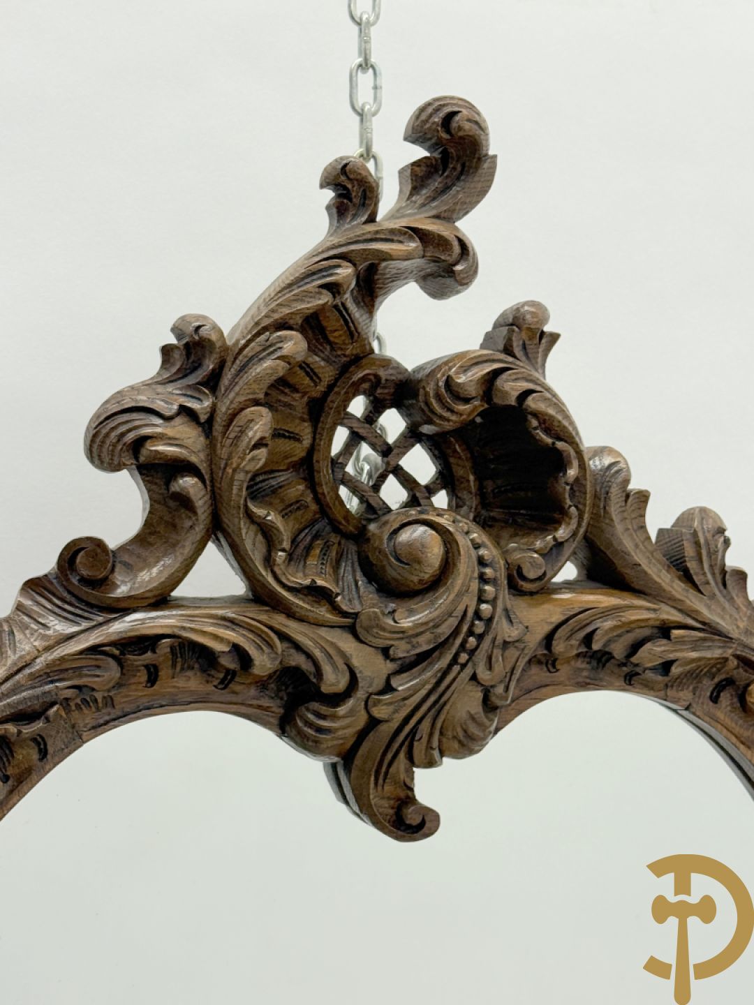 Eiken Louis XV spiegel met rocailles bezet