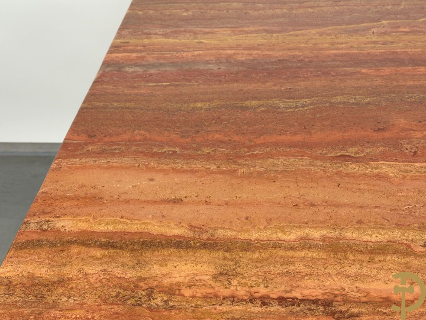 Geaderde marmeren Cassina tafel op 4 cilindervormige poten Mario Bellini